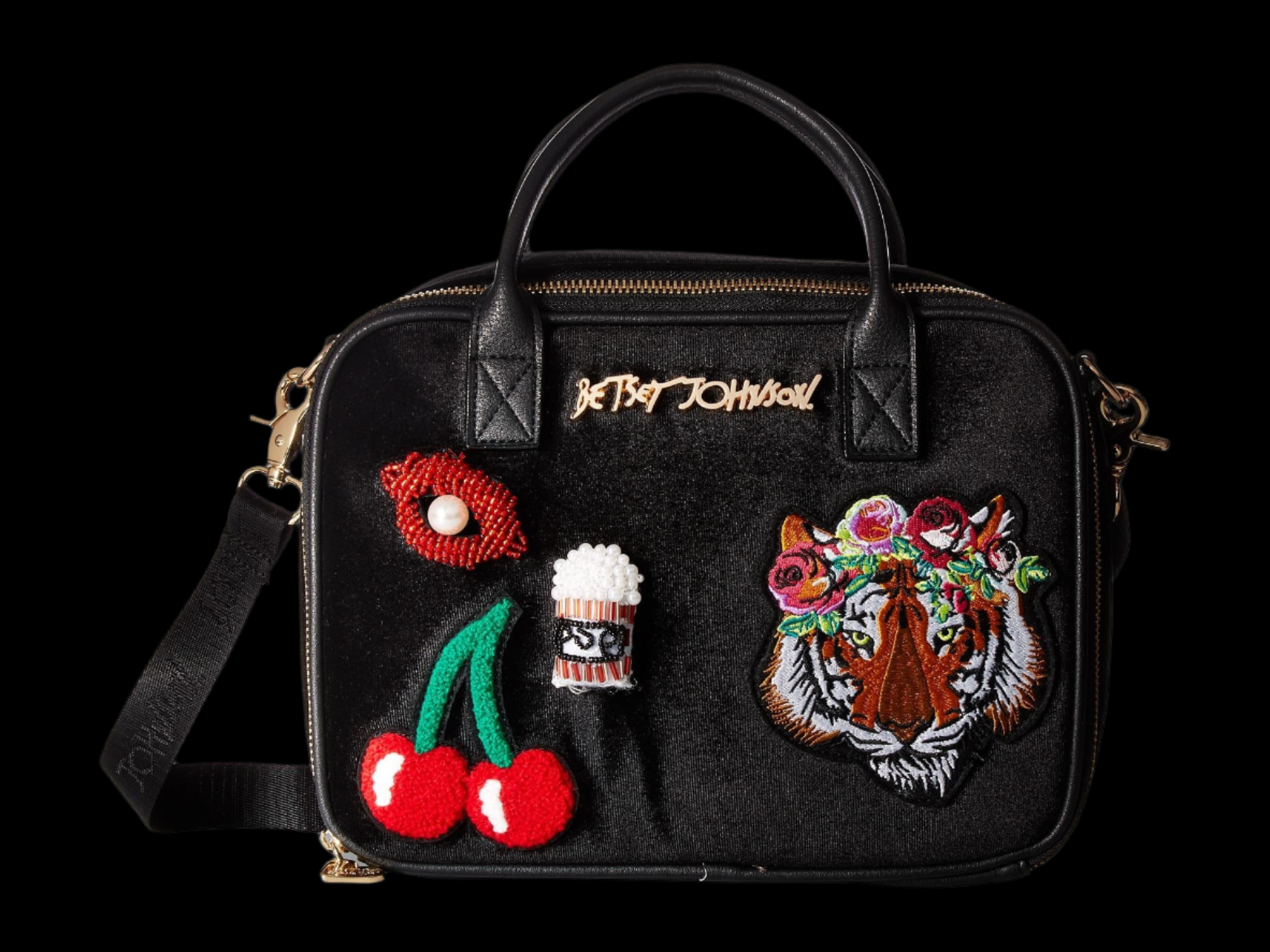 Betsey Johnson Velvet W/Appliqués Lunch Tote