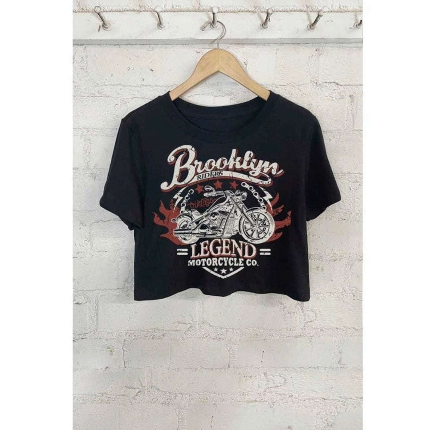 Brooklyn Riders Motorcycle Crop Top-T-Shirts-PANTIESANDPUMPS.COM