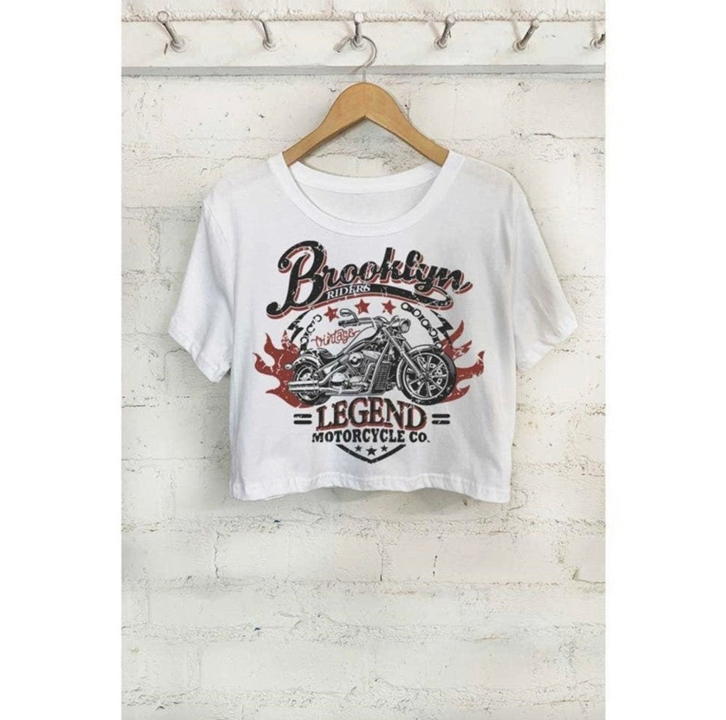 Brooklyn Riders Motorcycle Crop Top-T-Shirts-PANTIESANDPUMPS.COM