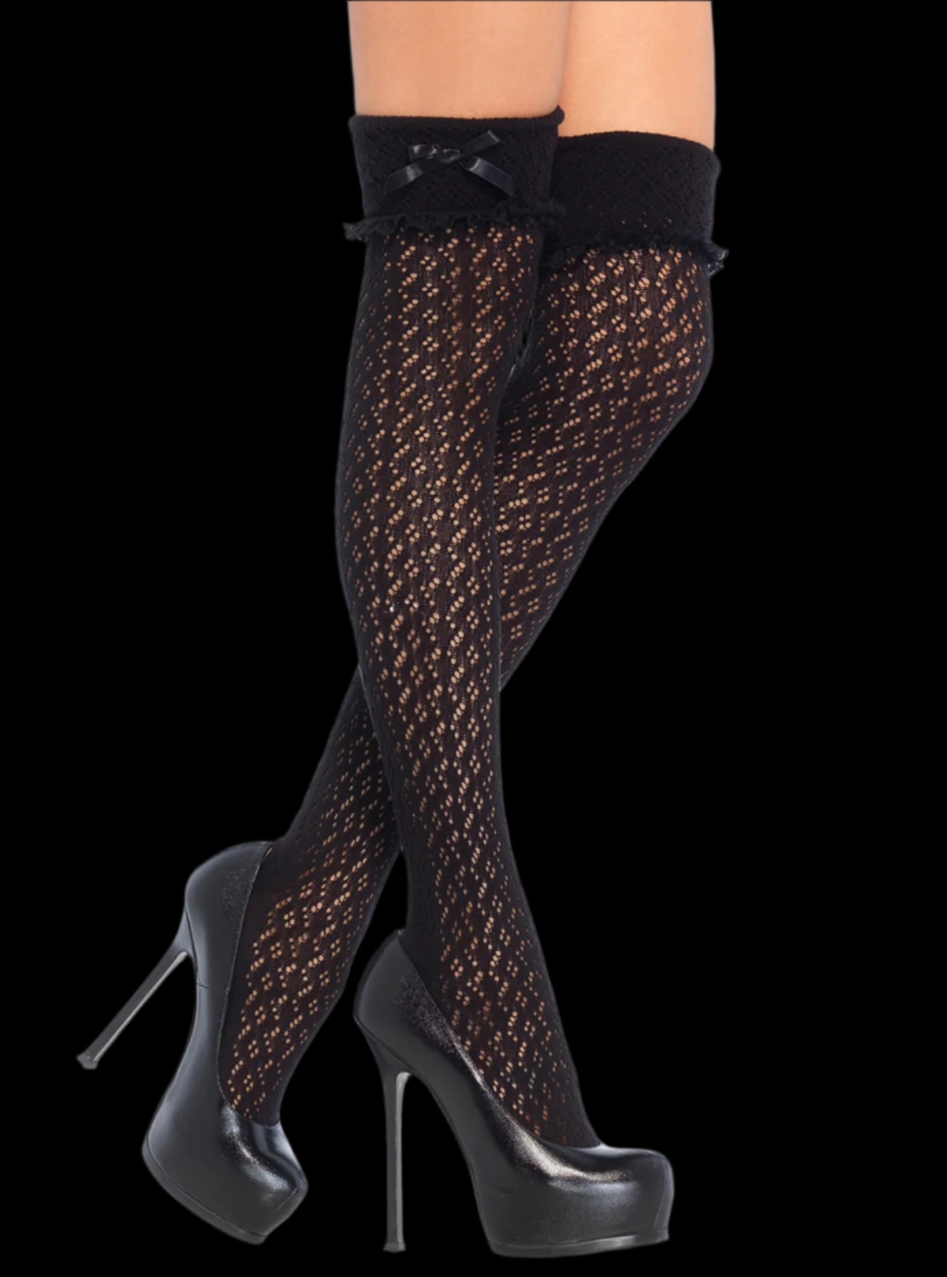 Crocheted Over The Knee Socks With Bow