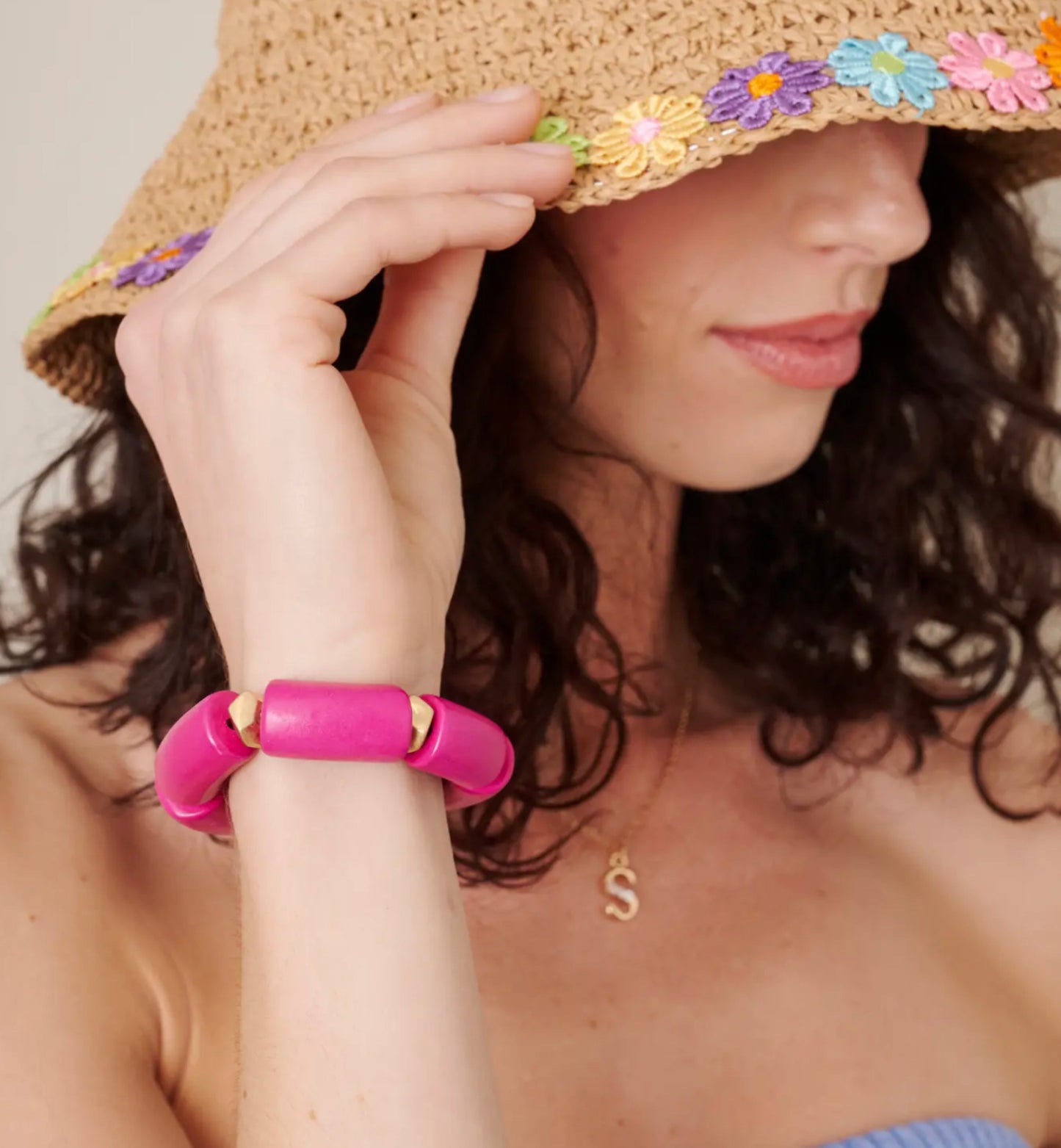 Floral Straw Bucket Hat-Hats-PANTIESANDPUMPS.COM