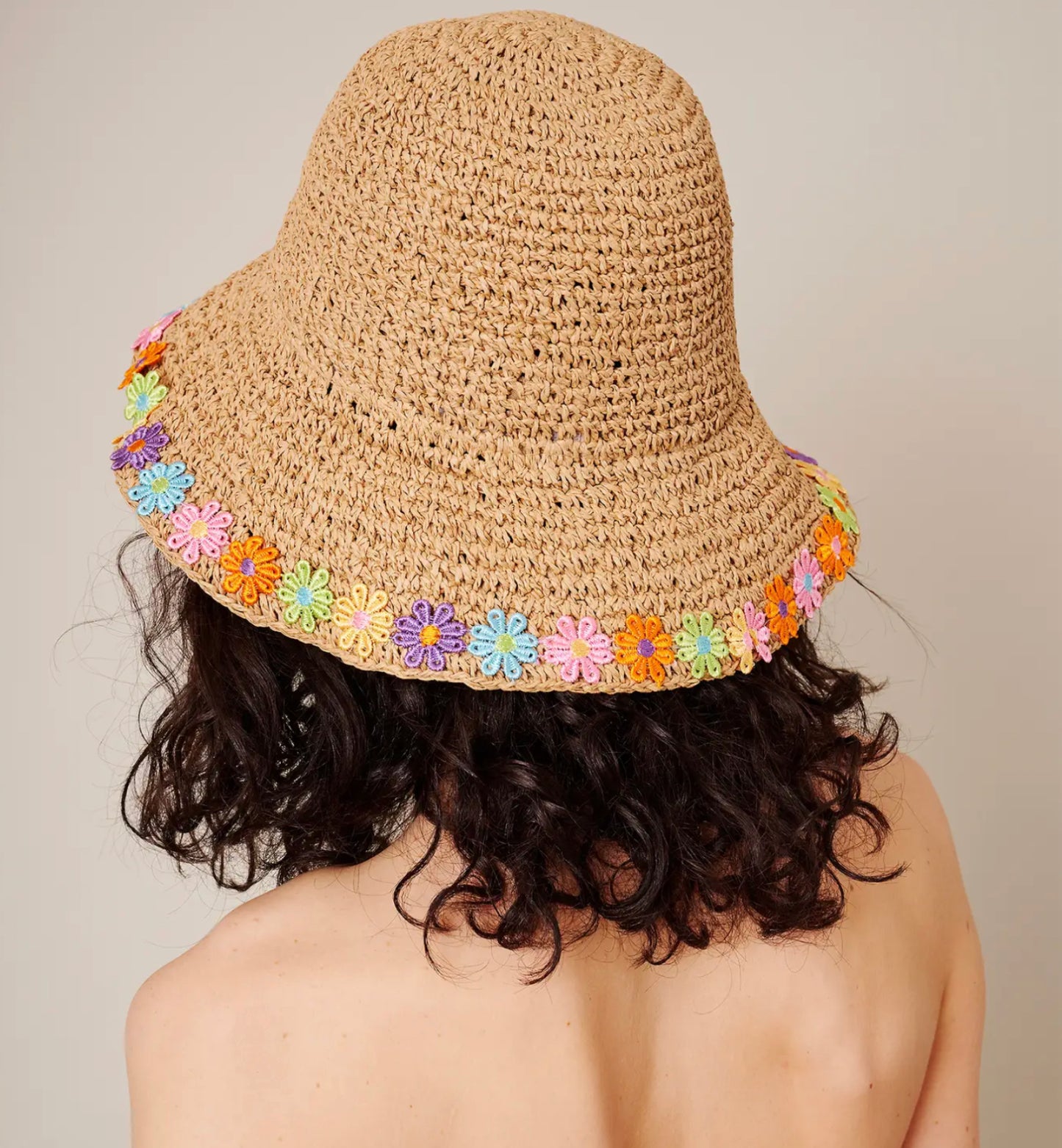 Floral Straw Bucket Hat-Hats-PANTIESANDPUMPS.COM