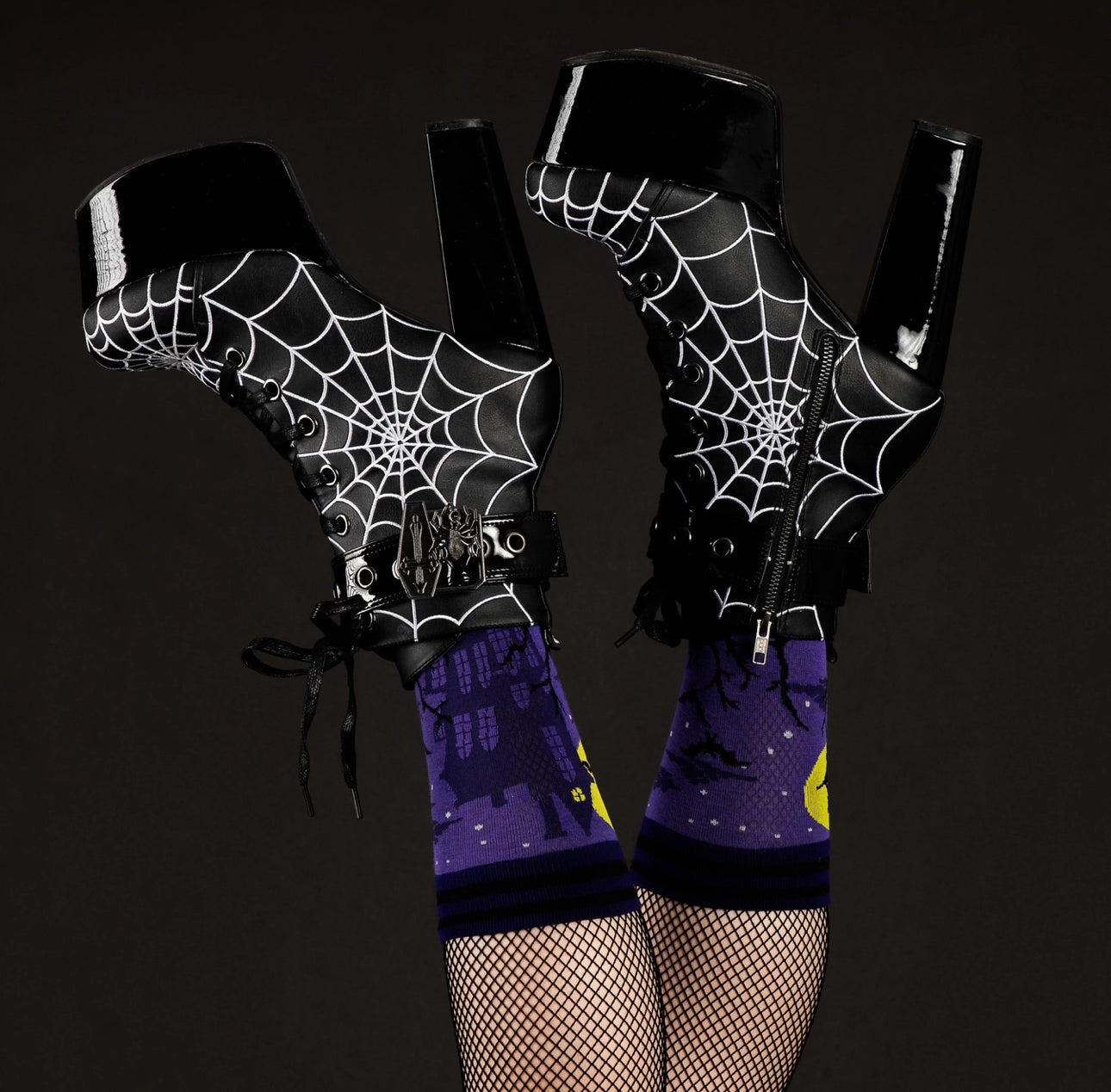 Haunted House Crew Socks-Legwear & Socks-PANTIESANDPUMPS.COM
