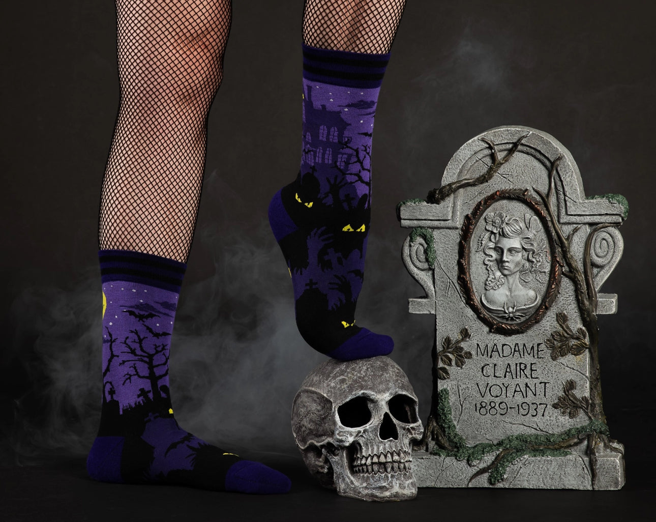 Haunted House Crew Socks-Legwear & Socks-PANTIESANDPUMPS.COM