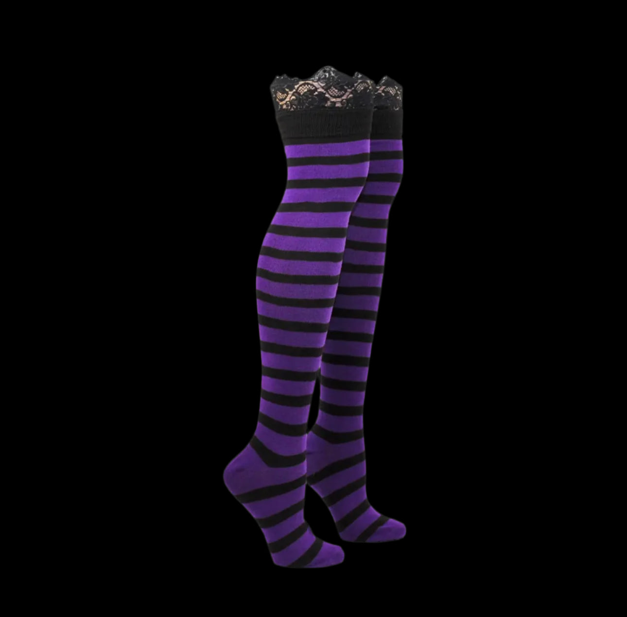 Lace Purple Thigh High Socks-Legwear & Socks-PANTIESANDPUMPS.COM