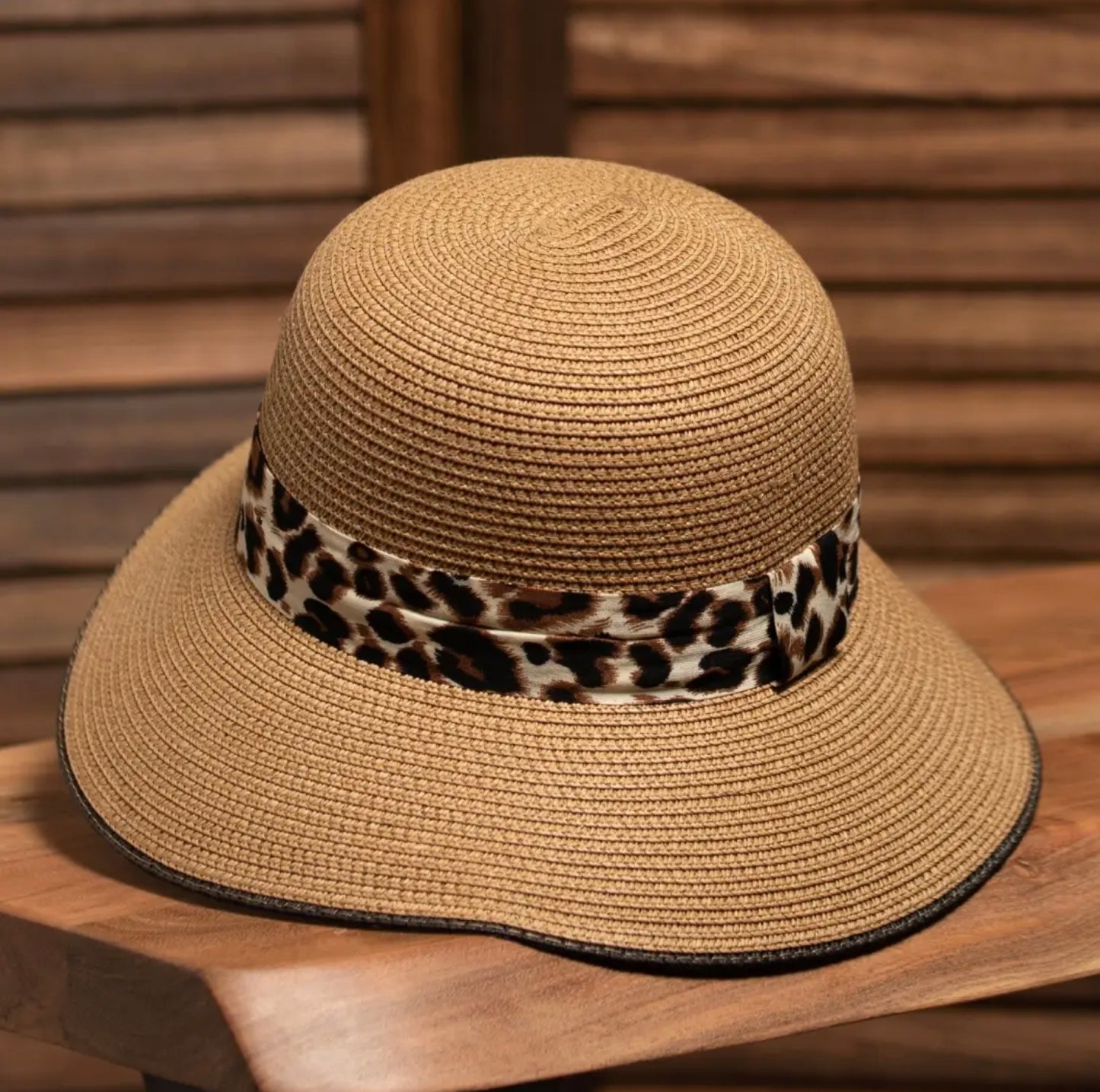 Leopard Strap Straw Bowler Hat-Hats-PANTIESANDPUMPS.COM
