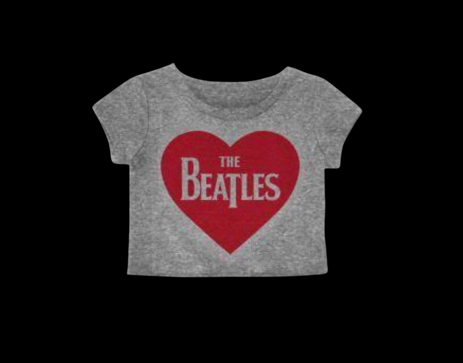 The Beatles Heart Women’s Crop Top Tee-T-Shirts-PANTIESANDPUMPS.COM