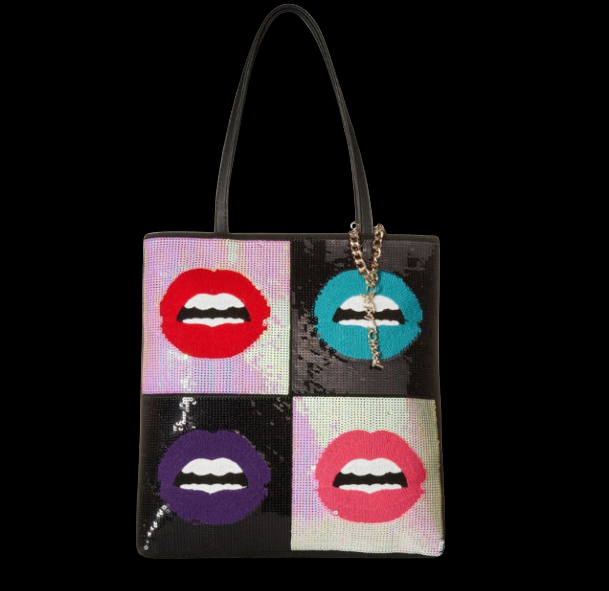 Betsey Johnson Sequin Lip Tote-Bags-PANTIESANDPUMPS.COM