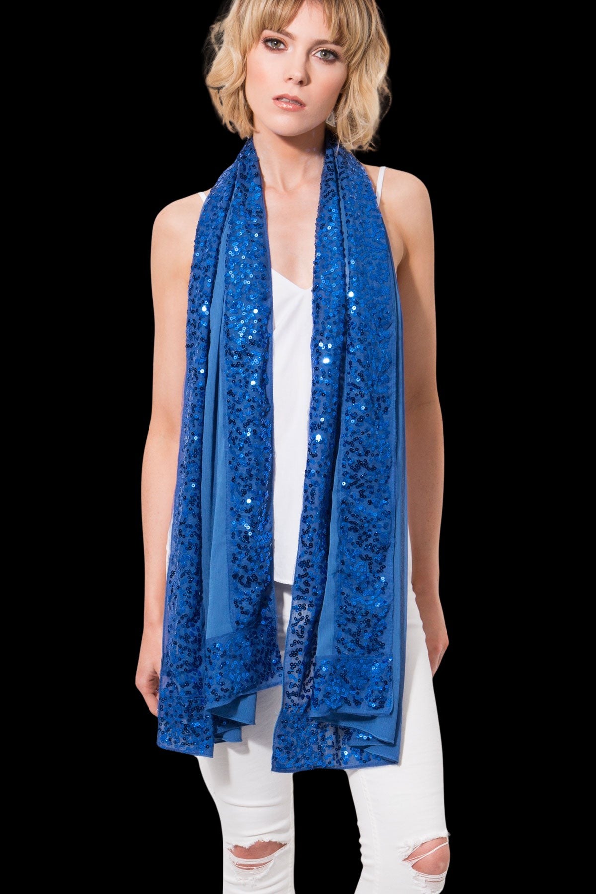 Pia Rossini Isabelle Azure Scarf-Scarves-PANTIESANDPUMPS.COM