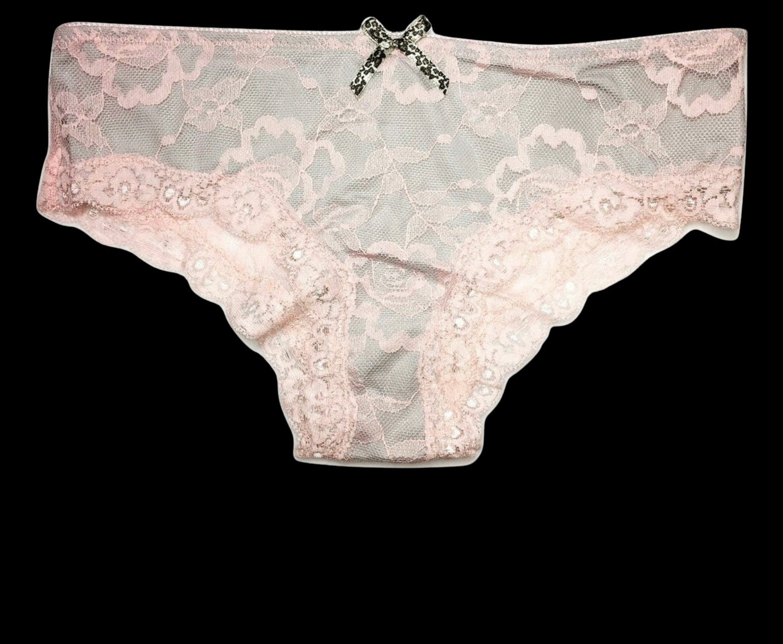 Grey/Pink Leopard Bow Panties-Lingerie-PANTIESANDPUMPS.COM
