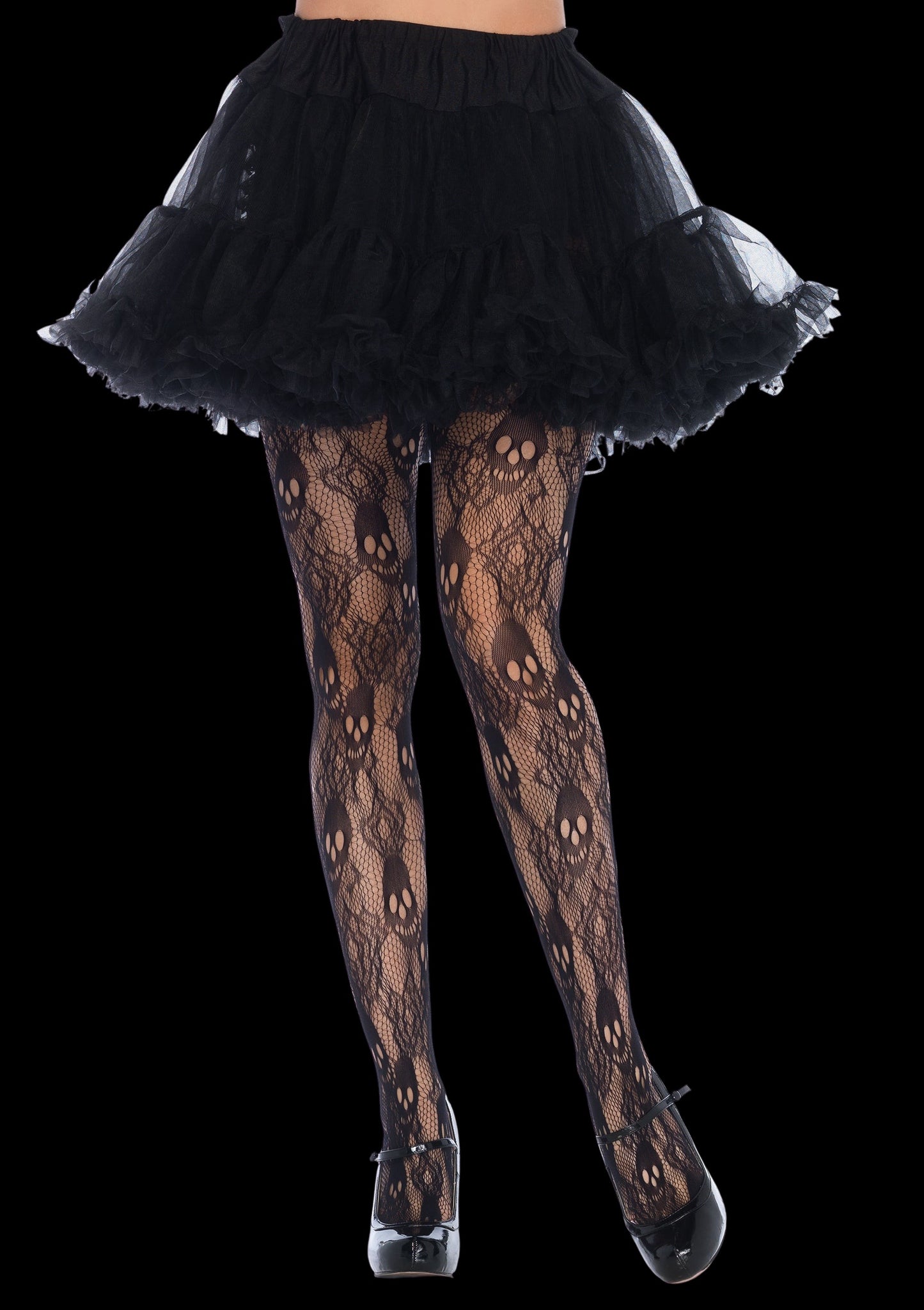 Rose Skull Lace Tights-Legwear & Socks-PANTIESANDPUMPS.COM