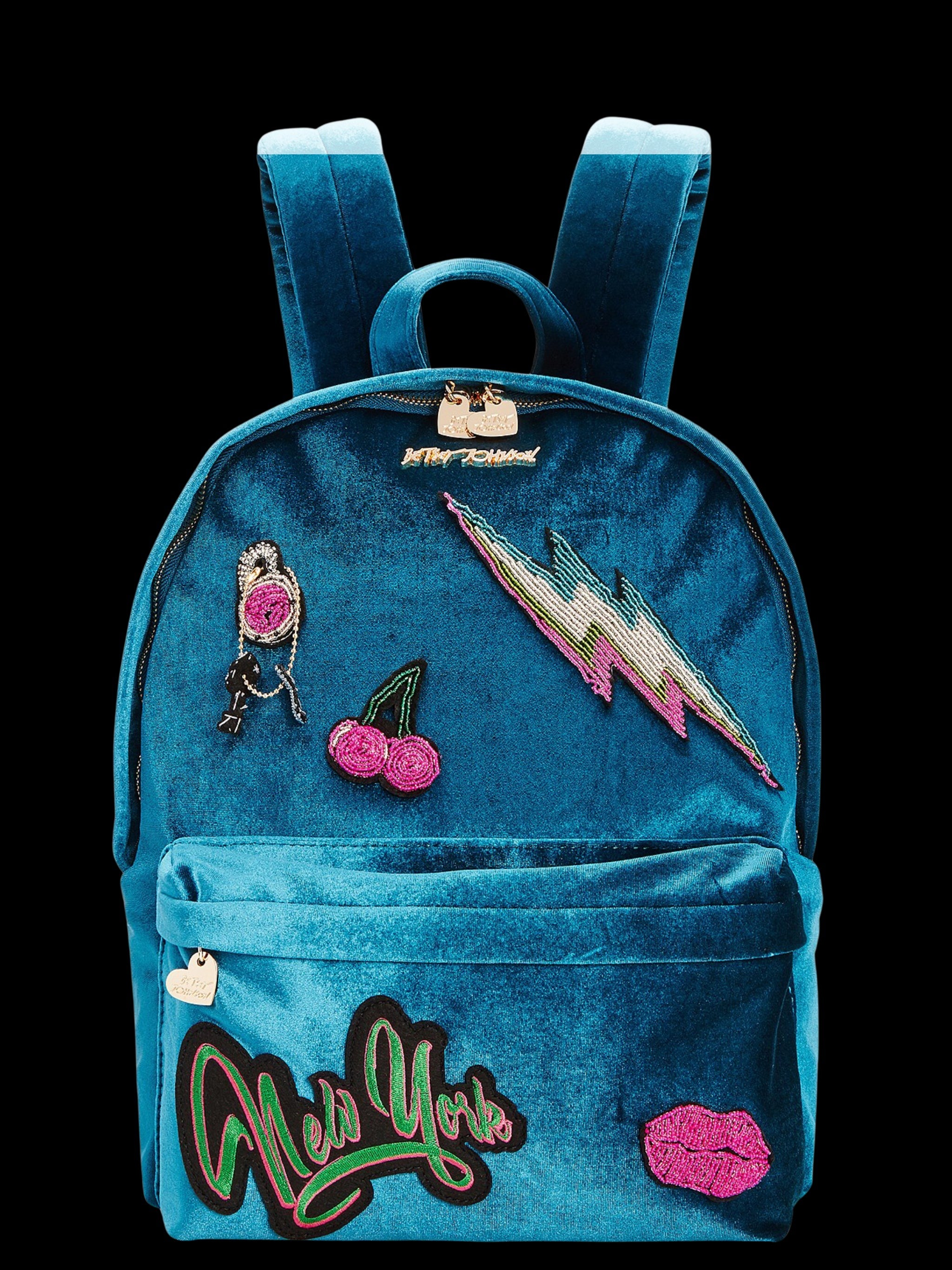 Betsey Johnson Velvet Backpack-Bags-PANTIESANDPUMPS.COM