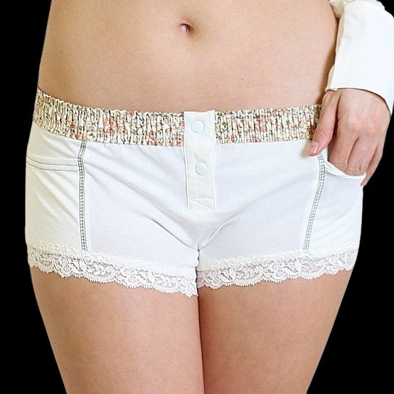 Ivory Boxer Brief Blush Bouquet-Lingerie-PANTIESANDPUMPS.COM