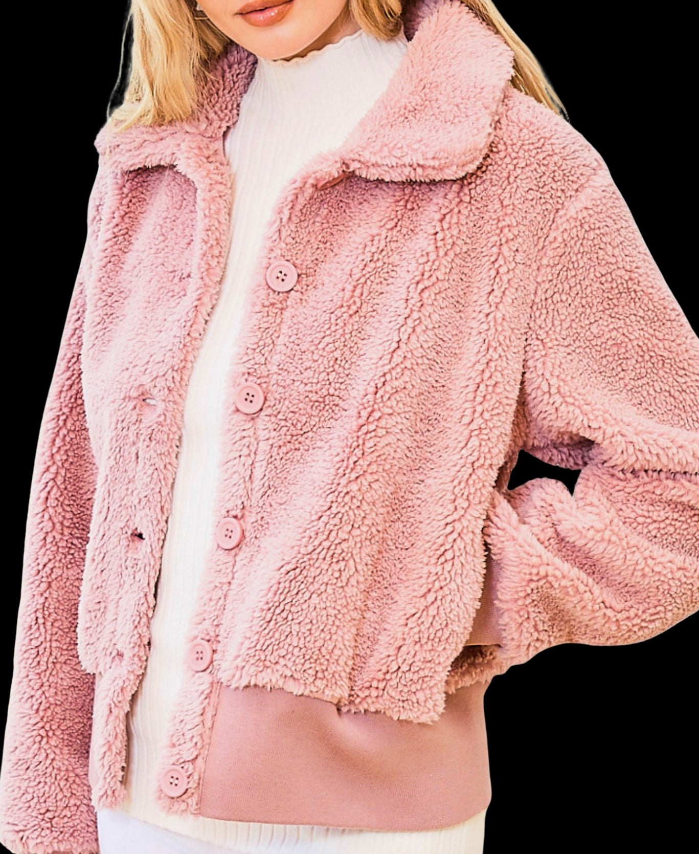 Button Down Sherpa Winter Jacket-Outerwear-PANTIESANDPUMPS.COM
