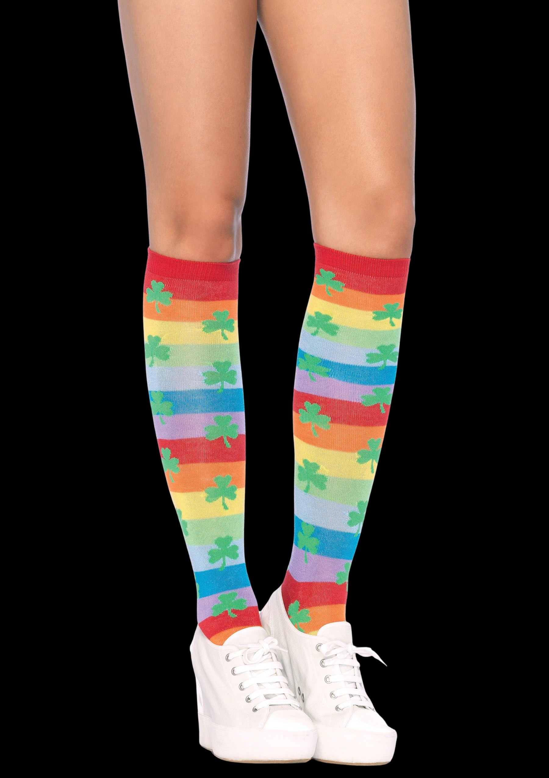 Knee High Rainbow Clover Socks-Legwear & Socks-PANTIESANDPUMPS.COM