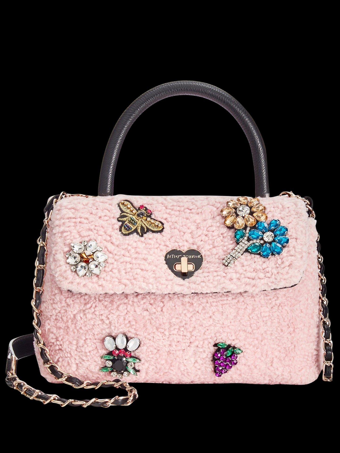 Betsey Johnson Blush Curly Gurl Flap Crossbody-Bags-PANTIESANDPUMPS.COM