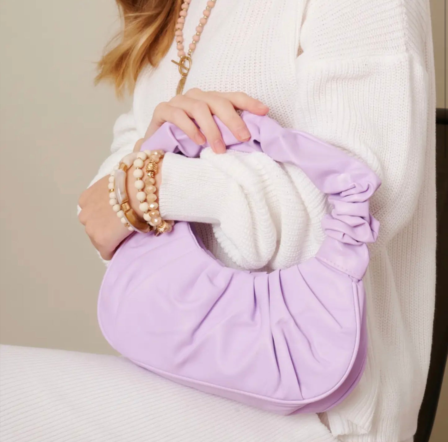 Pleated Shoulder Bag-Bags-PANTIESANDPUMPS.COM