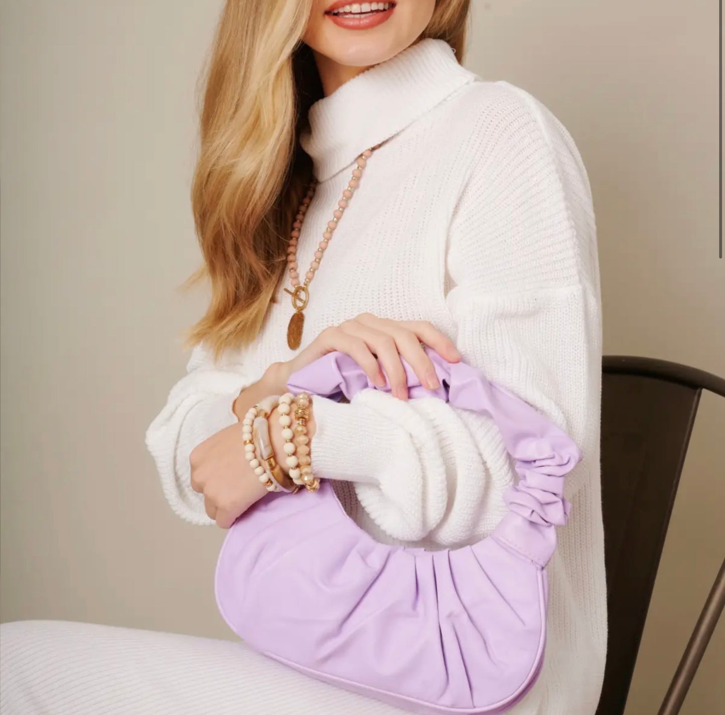 Pleated Shoulder Bag-Bags-PANTIESANDPUMPS.COM