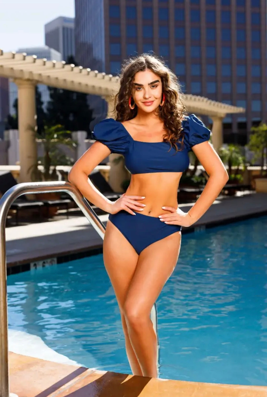 Puff Sleeve High Waist Two Piece Swim-Swimwear-PANTIESANDPUMPS.COM