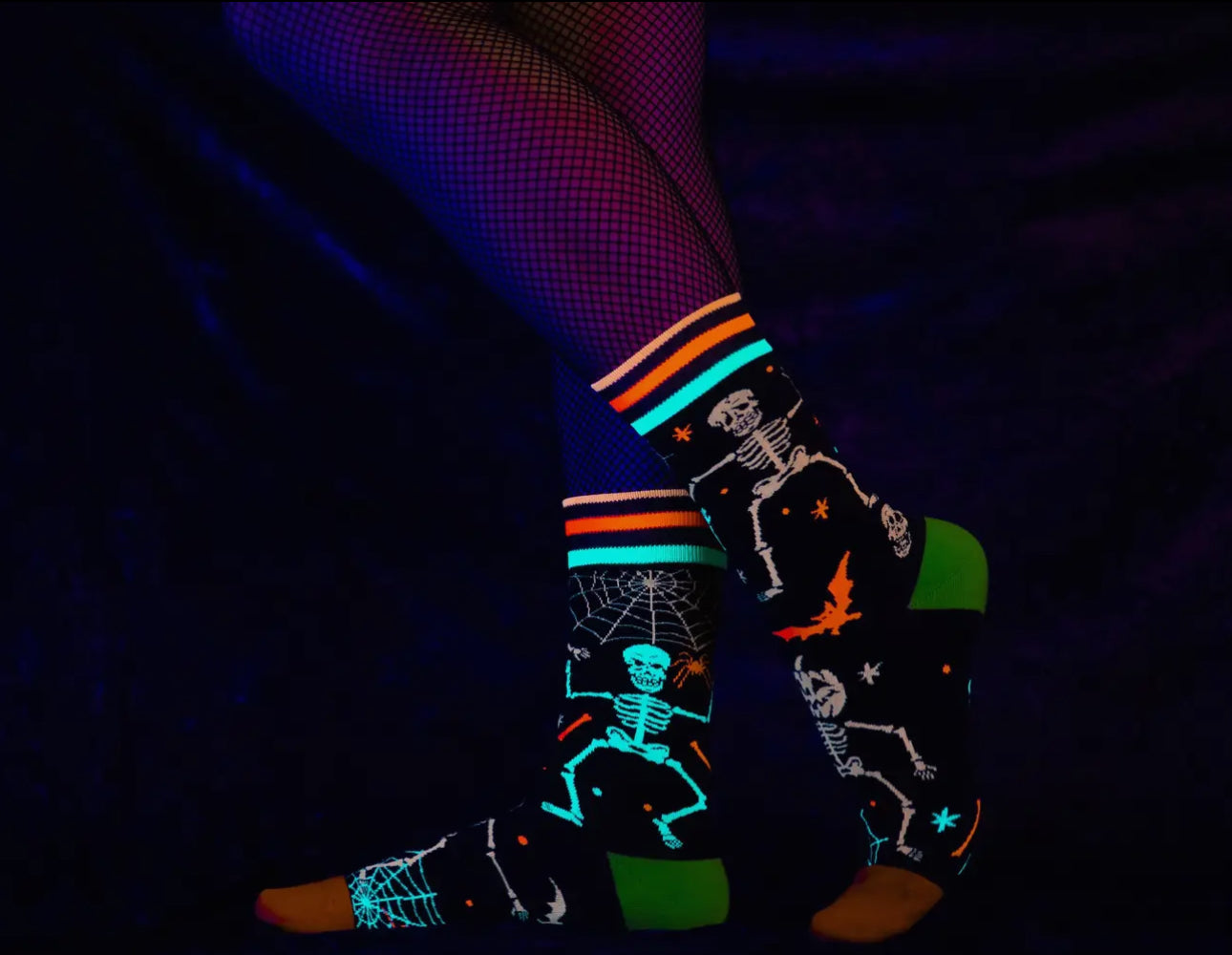 Rave Skeletons Crew Socks-Socks-PANTIESANDPUMPS.COM