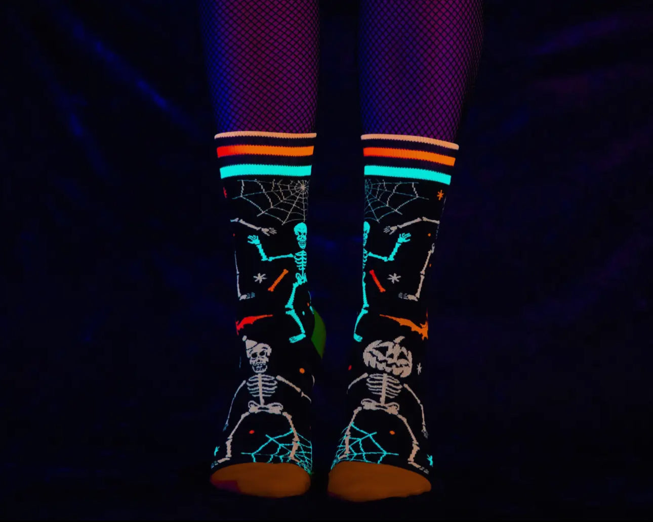 Rave Skeletons Crew Socks-Socks-PANTIESANDPUMPS.COM
