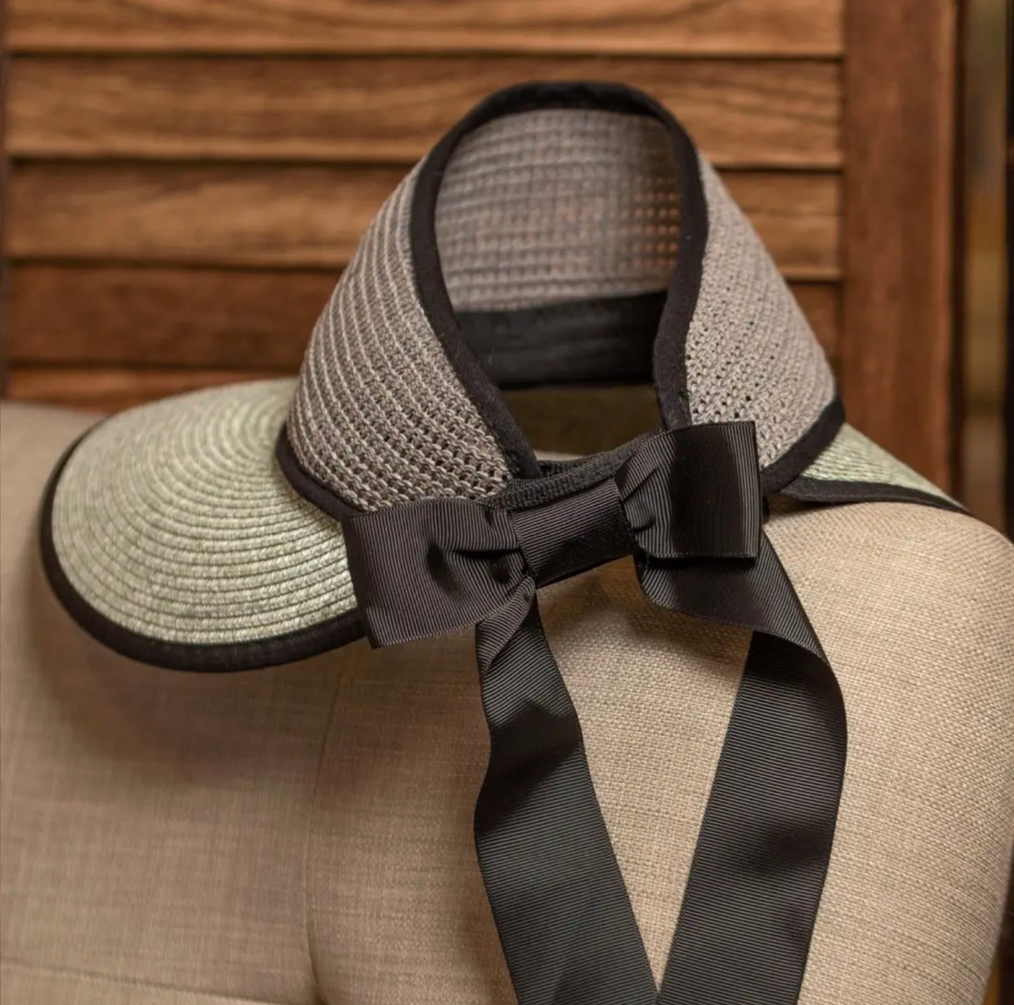 Ribbon Tie Visor Hat-Hats-PANTIESANDPUMPS.COM