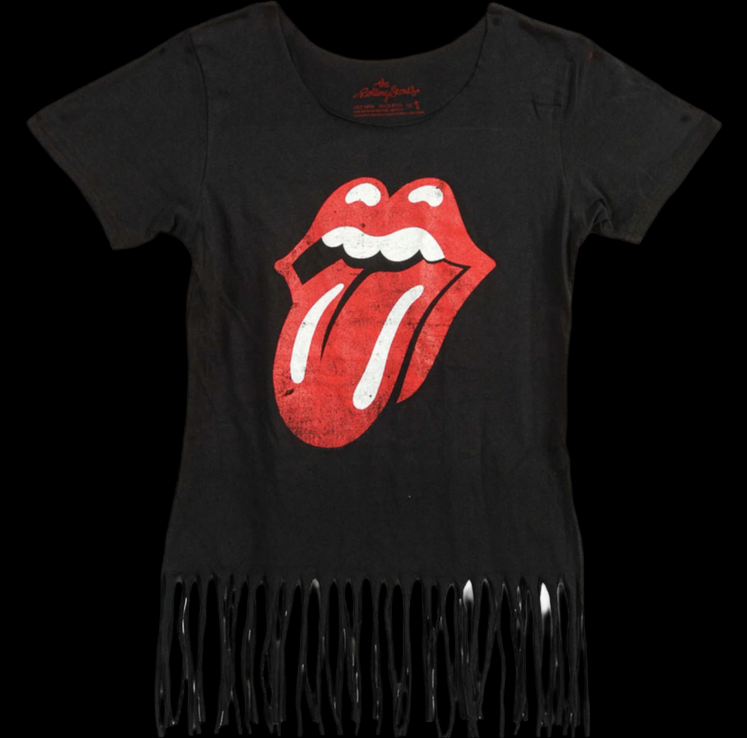 Rolling Stones Tongue Fringe Women’s Cap Sleeve Top