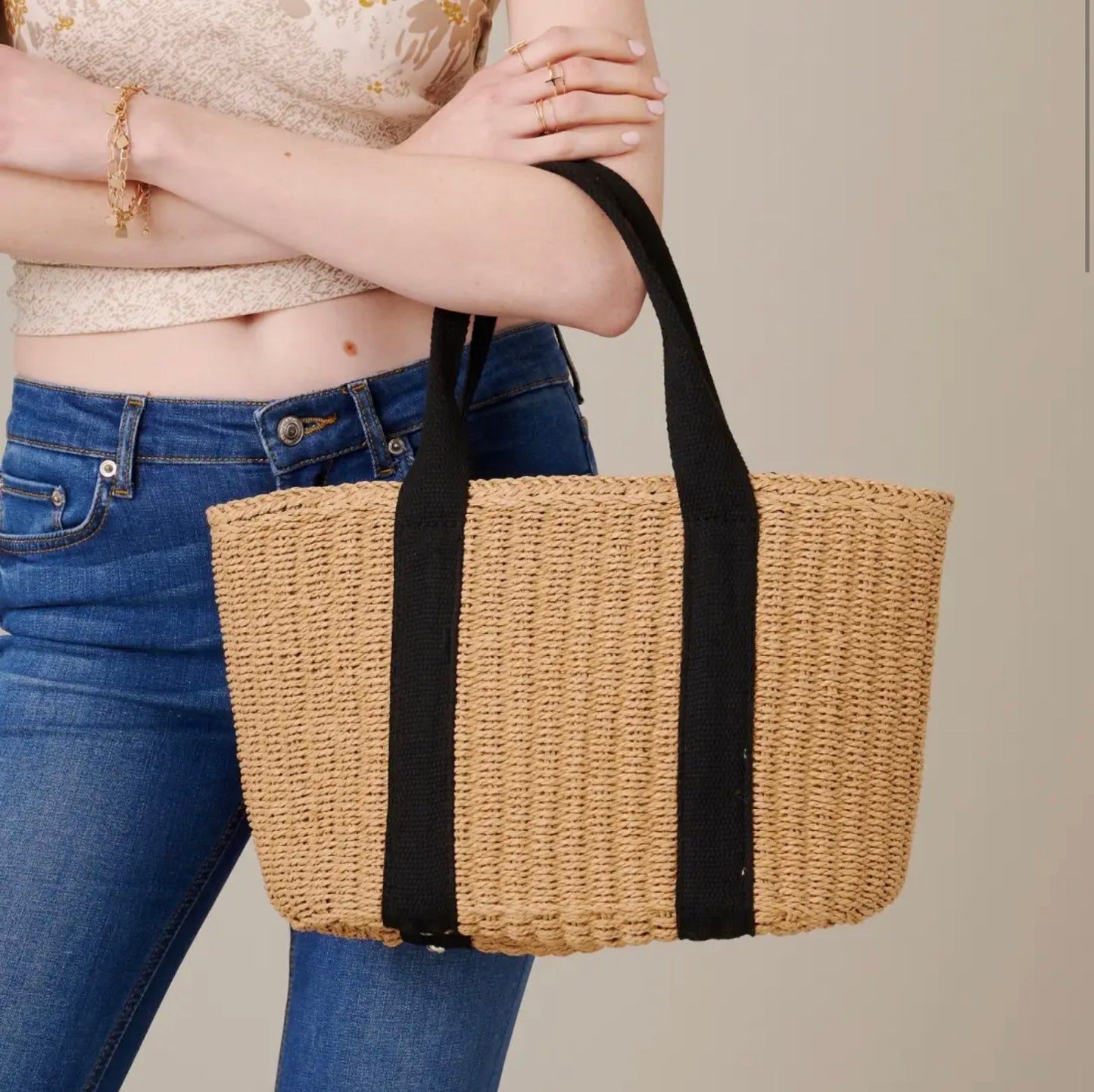 Straw Basket Bag-Bags-PANTIESANDPUMPS.COM