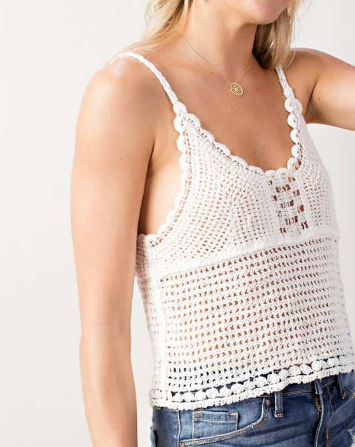 Angela Cami With Scallop Edge Accents-Shirts & Tops-PANTIESANDPUMPS.COM