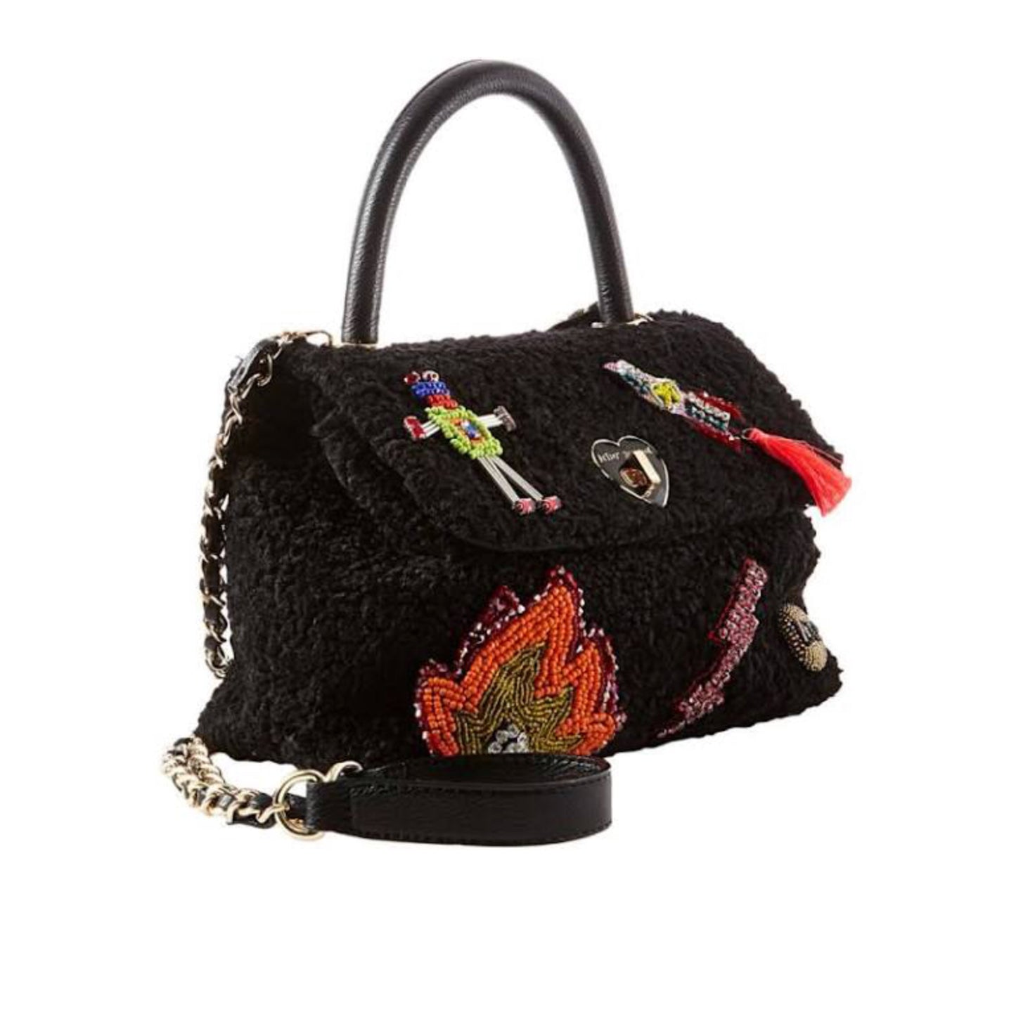 Betsey Johnson Curly Gurl Flap Crossbody-Bags-PANTIESANDPUMPS.COM