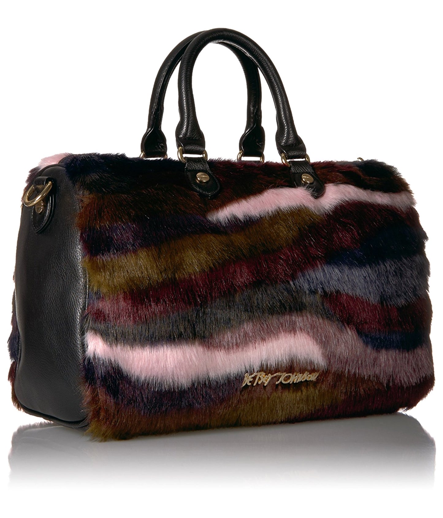 Betsey Johnson Faux Fuh Satchel-Bags-PANTIESANDPUMPS.COM