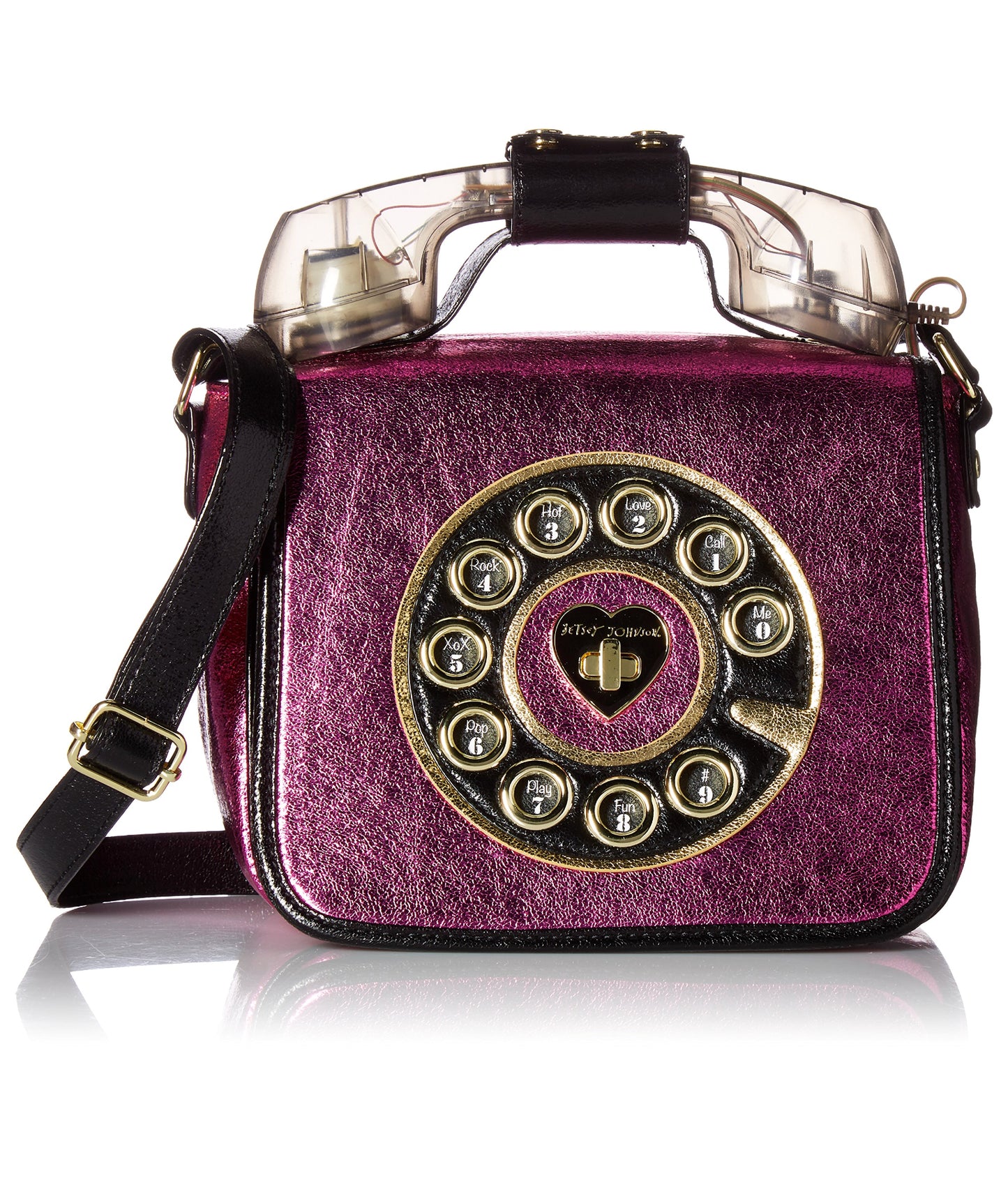 Betsey Johnson Off The Hook Fuchsia Phone-Bags-PANTIESANDPUMPS.COM