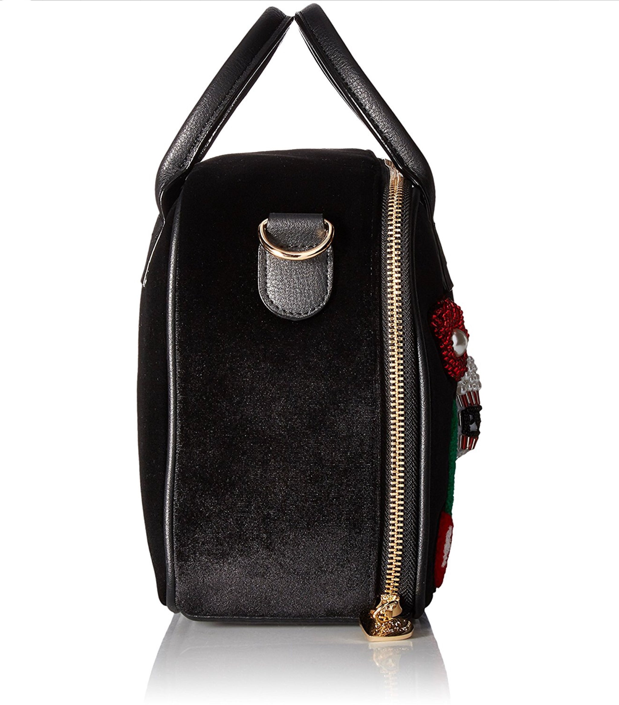 Betsey Johnson Velvet W/Appliqués Lunch Tote-Bags-PANTIESANDPUMPS.COM