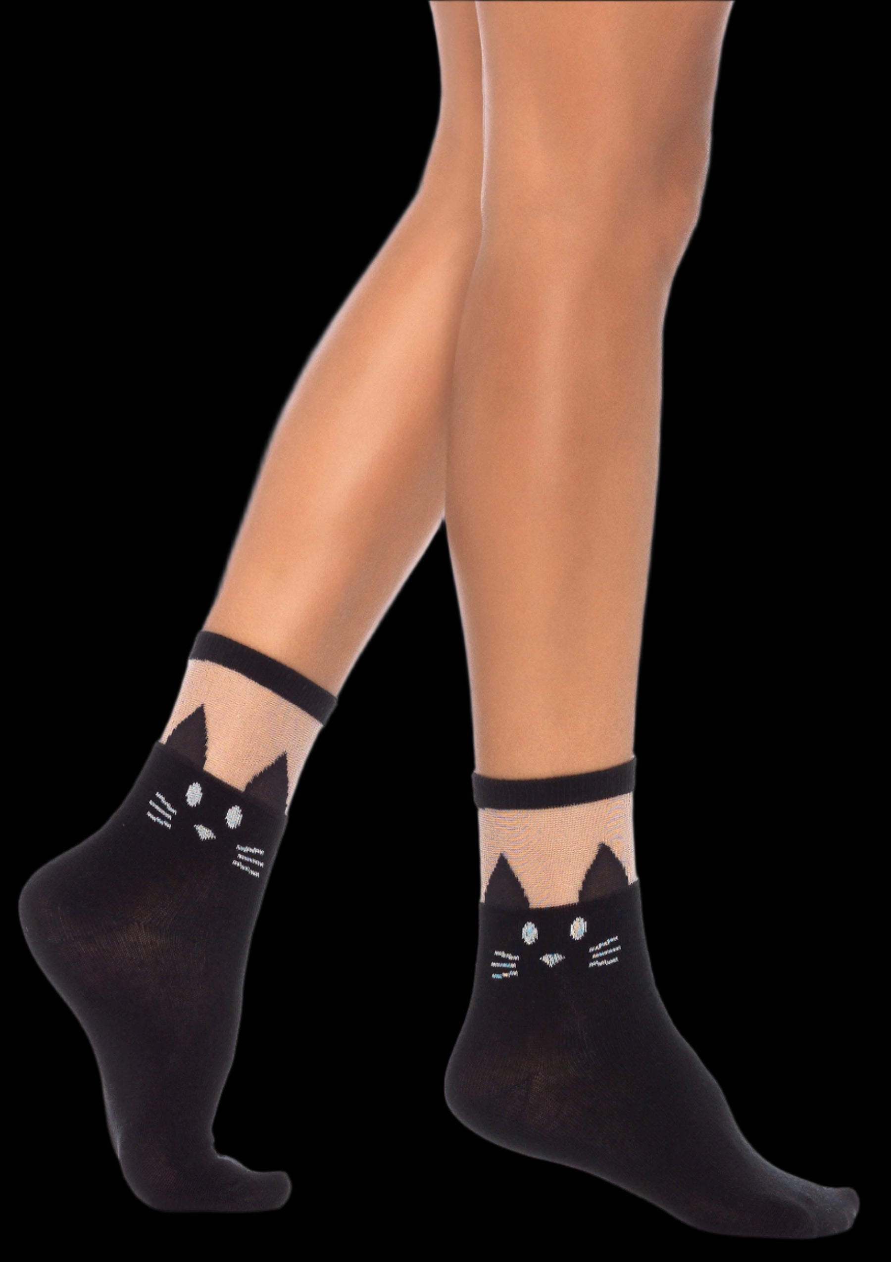 Black Cat Anklet Socks-Legwear & Socks-PANTIESANDPUMPS.COM
