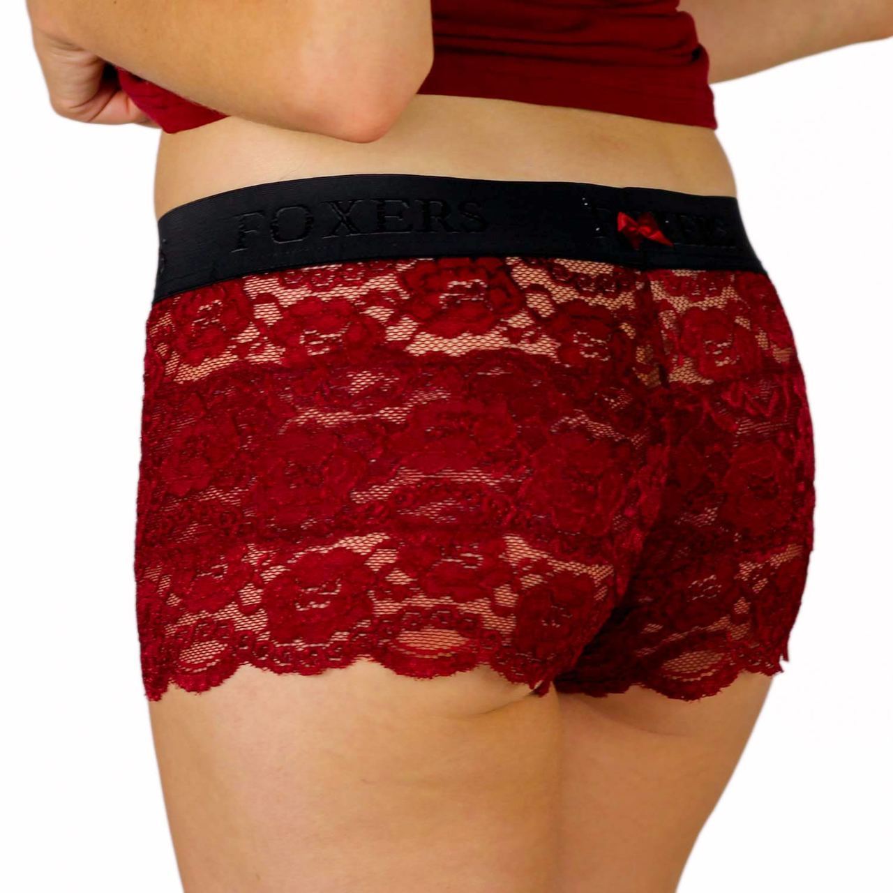 Black Cherry Lace Boxers-Lingerie-PANTIESANDPUMPS.COM
