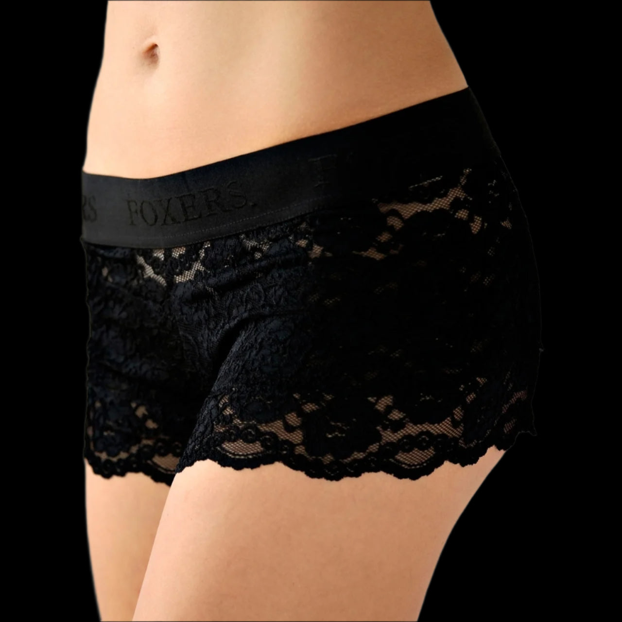 Black Lace Boxers-Lingerie-PANTIESANDPUMPS.COM