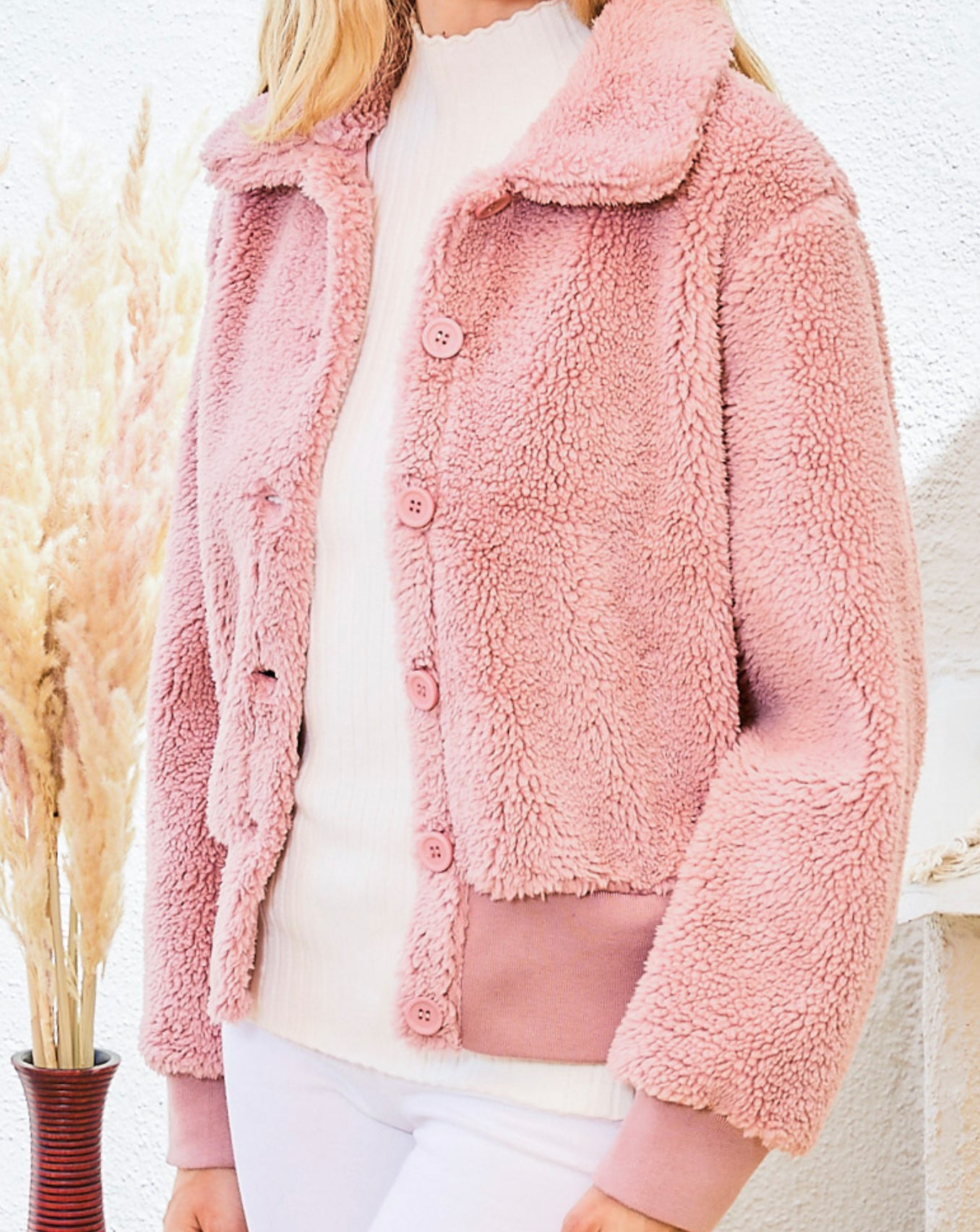 Button Down Sherpa Winter Jacket-Outerwear-PANTIESANDPUMPS.COM