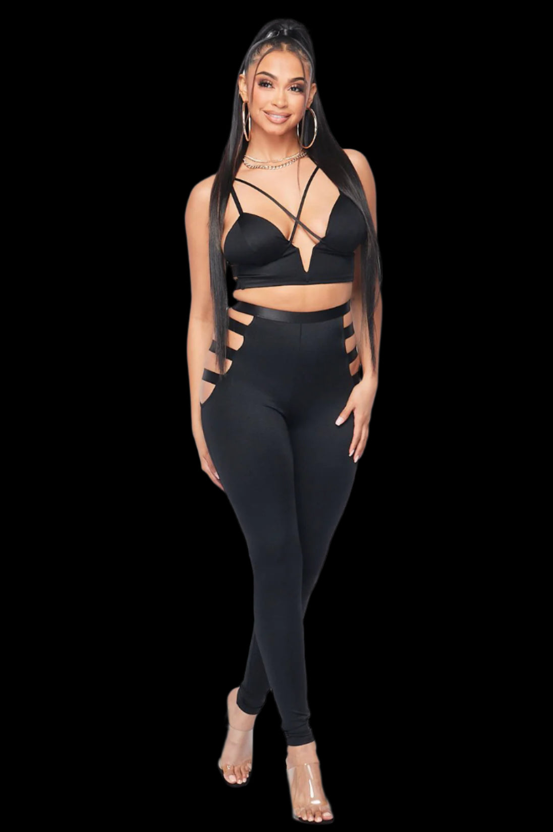 Crop Top And Ribbed Bottom Set-Lingerie-PANTIESANDPUMPS.COM