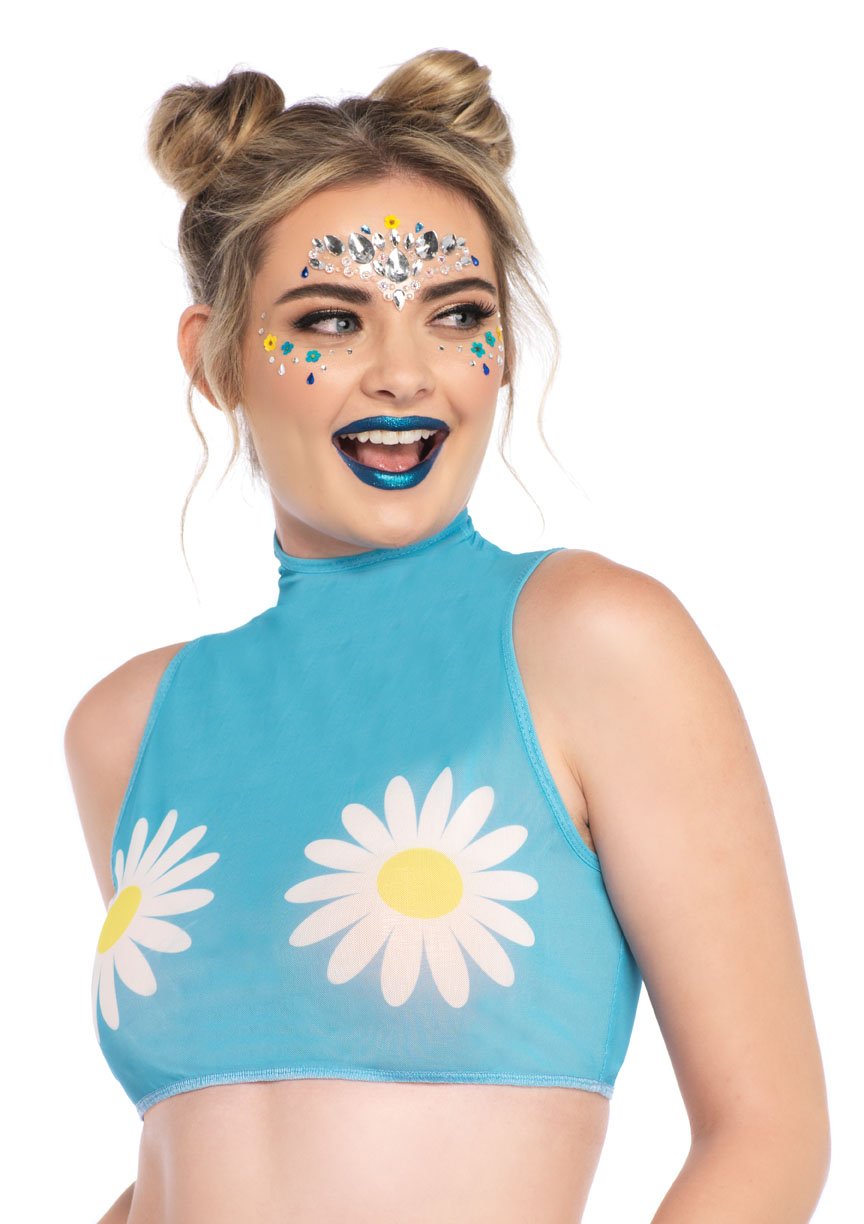 Daisy High Neck Crop Top-T-Shirts-PANTIESANDPUMPS.COM