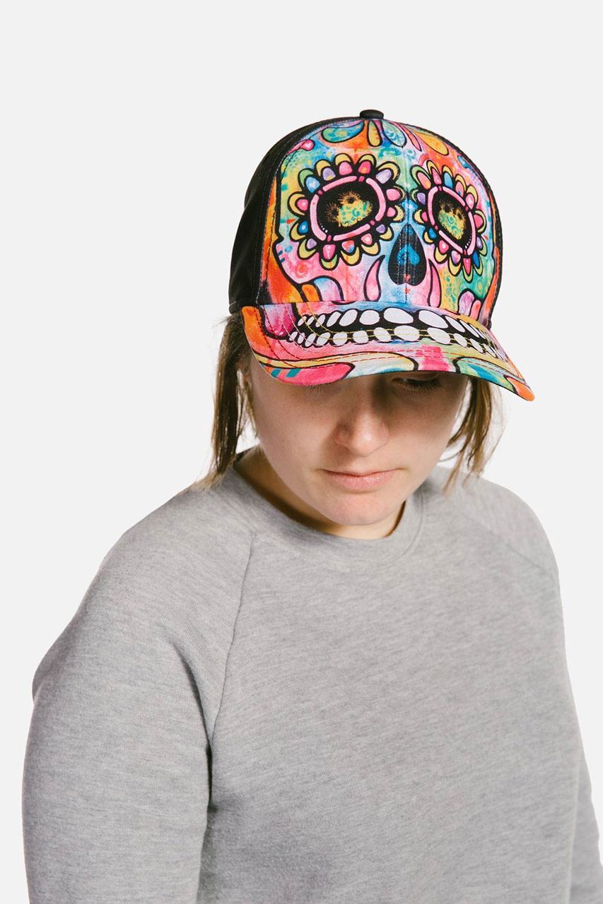 Day Of The Dead Trucker Hat-Hats-PANTIESANDPUMPS.COM