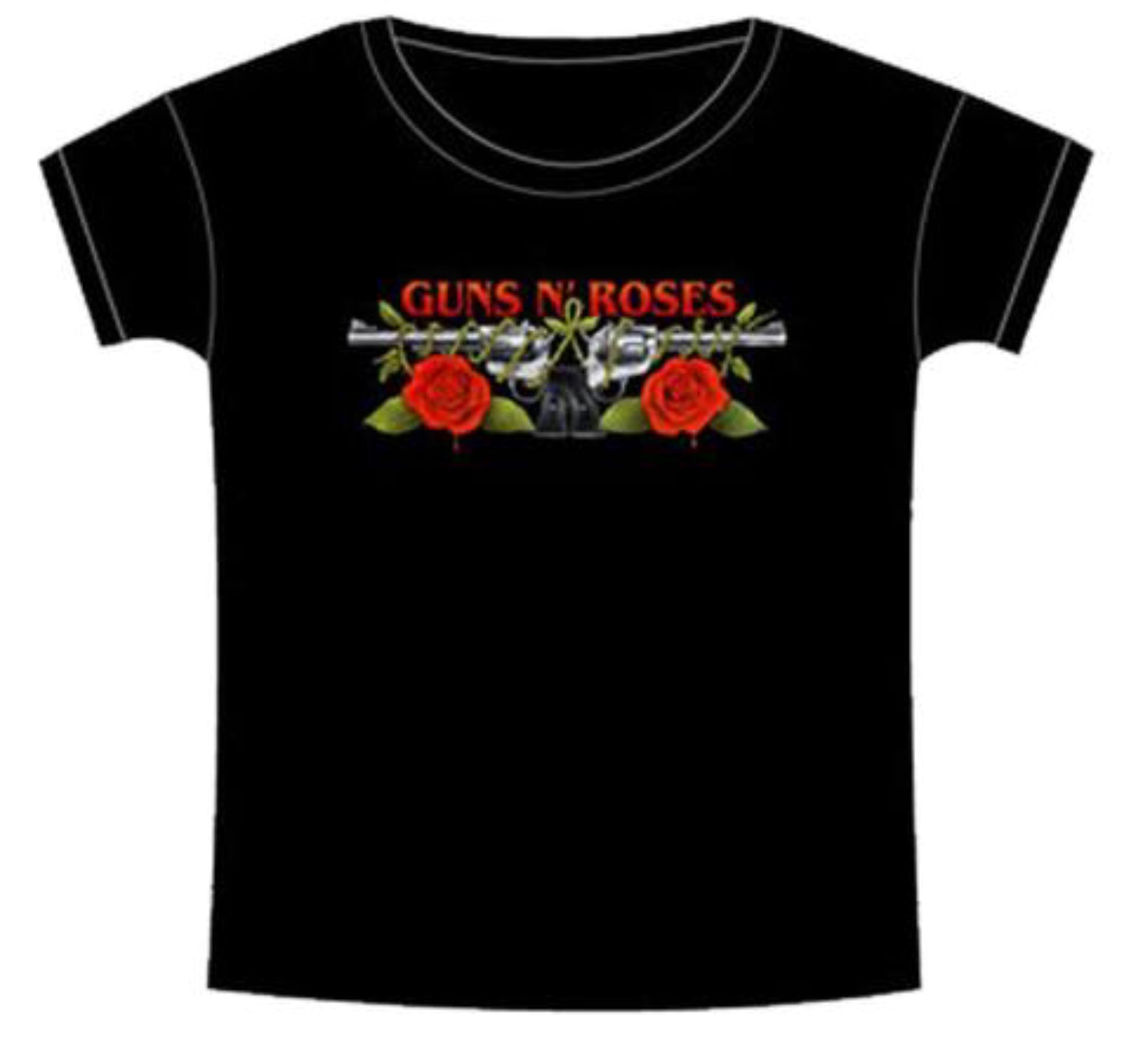 Guns N’ Roses Roses & Pistols Girlie T-Shirt-T-Shirts-PANTIESANDPUMPS.COM