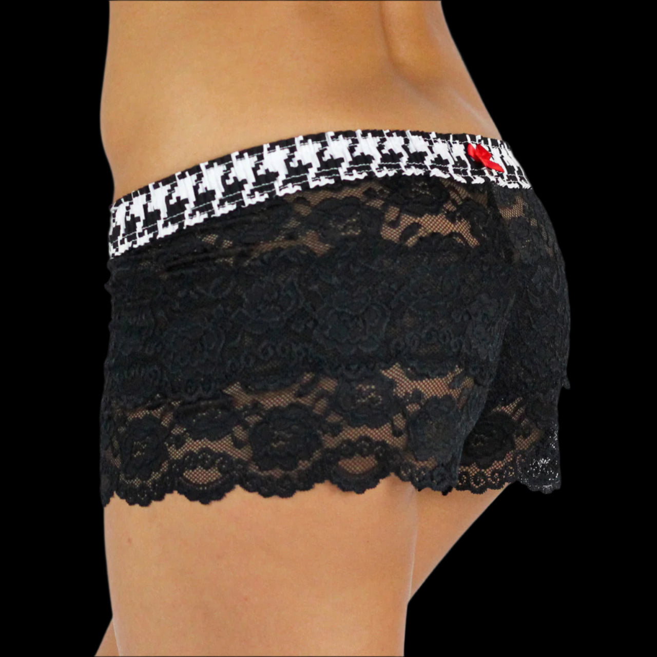 Houndstooth Lace Boxer Panties-Lingerie-PANTIESANDPUMPS.COM