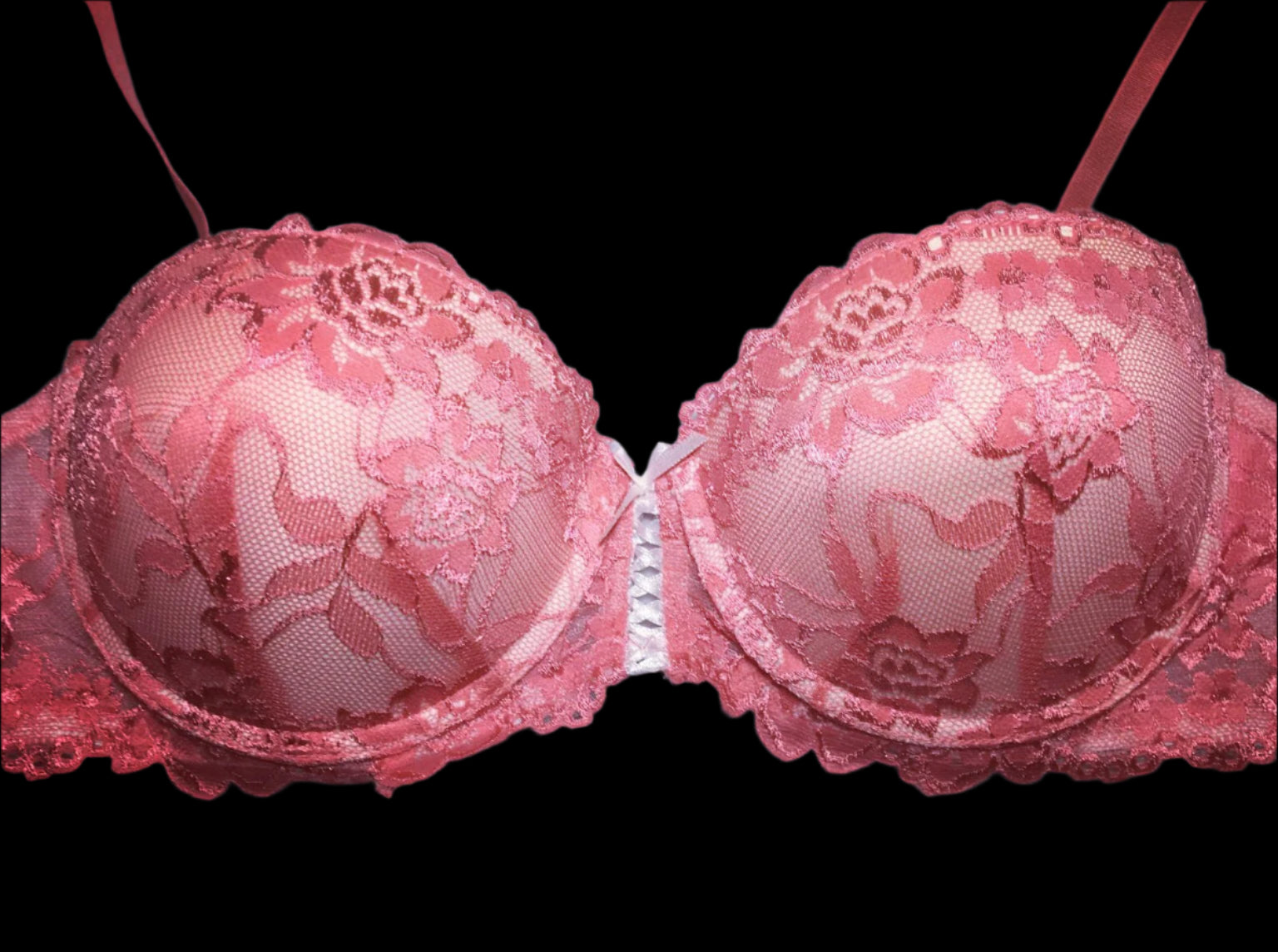 Light Pink Overlay Push-up Bra-Lingerie-PANTIESANDPUMPS.COM