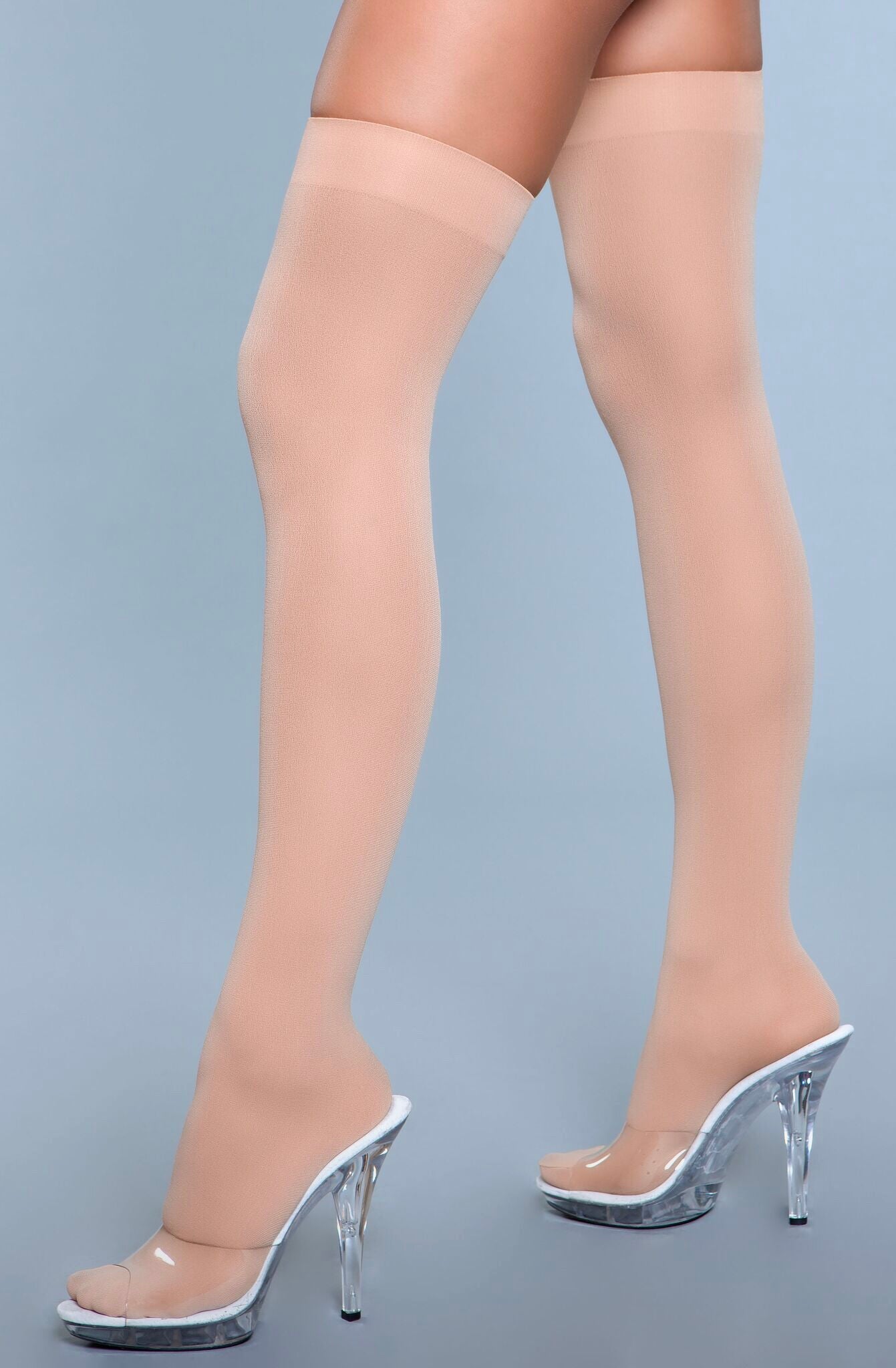 Opaque Nylon Thigh Highs-Legwear & Socks-PANTIESANDPUMPS.COM