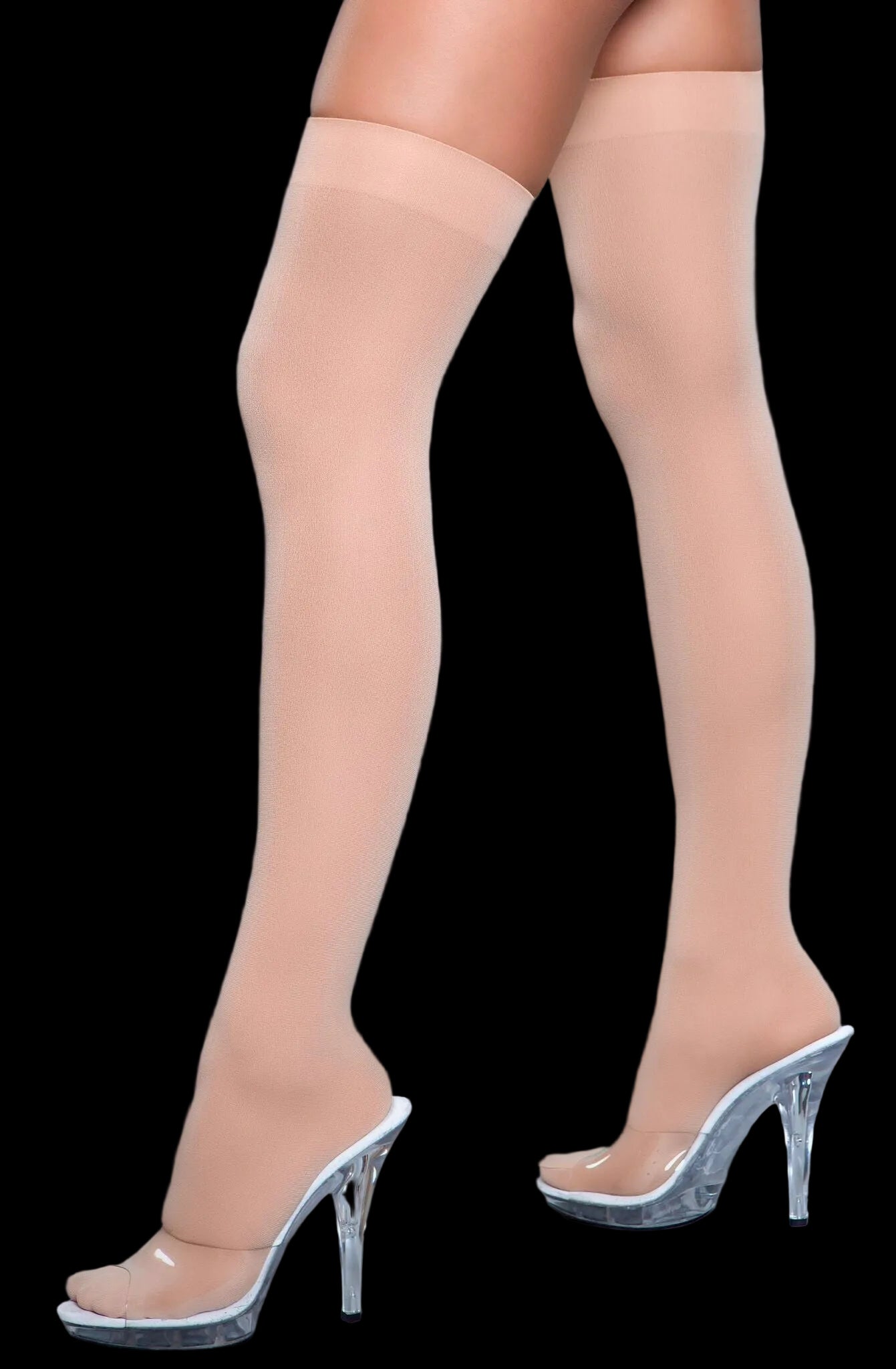 Opaque Nylon Thigh Highs-Legwear & Socks-PANTIESANDPUMPS.COM