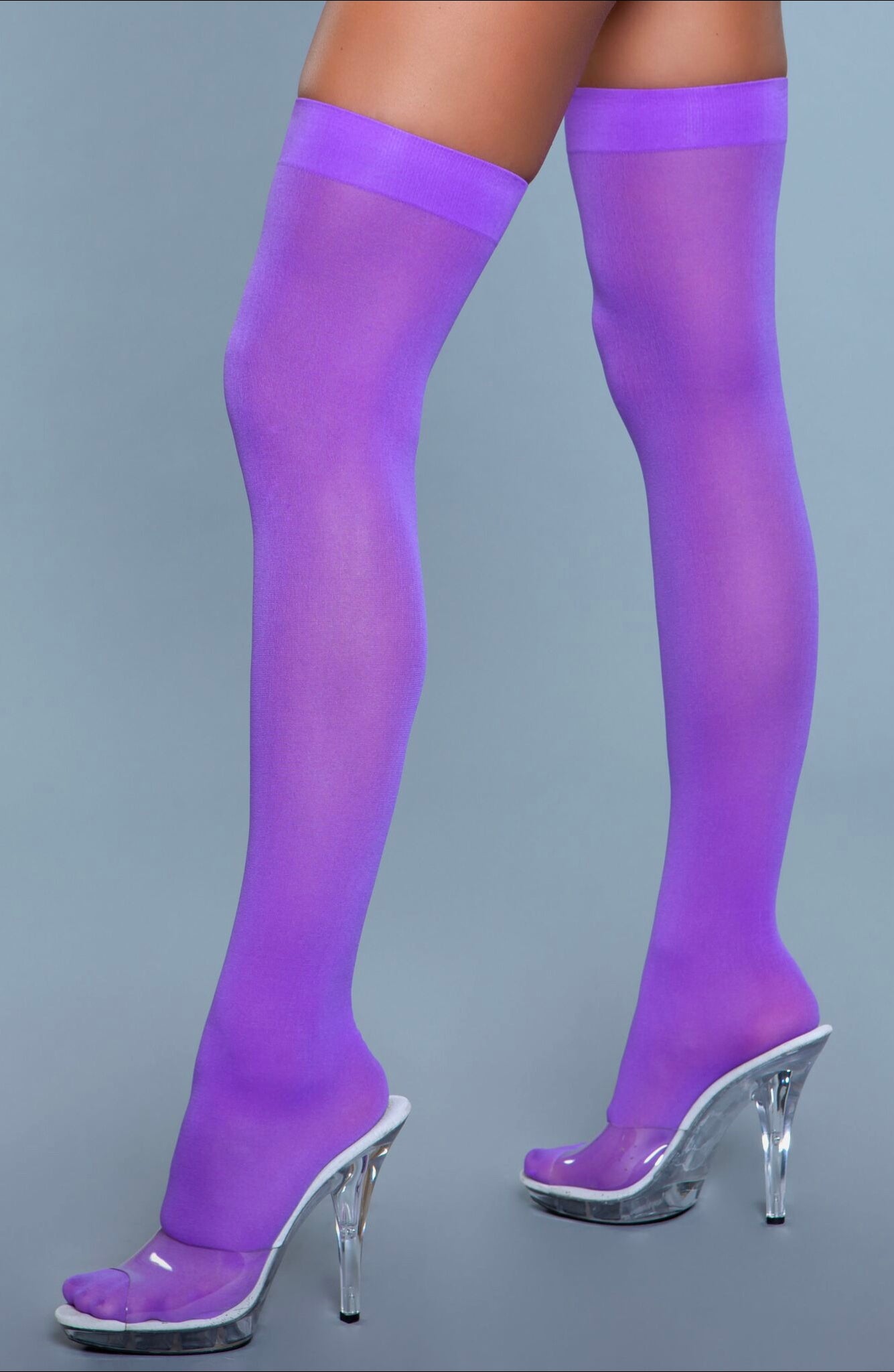 Opaque Nylon Thigh Highs-Legwear & Socks-PANTIESANDPUMPS.COM