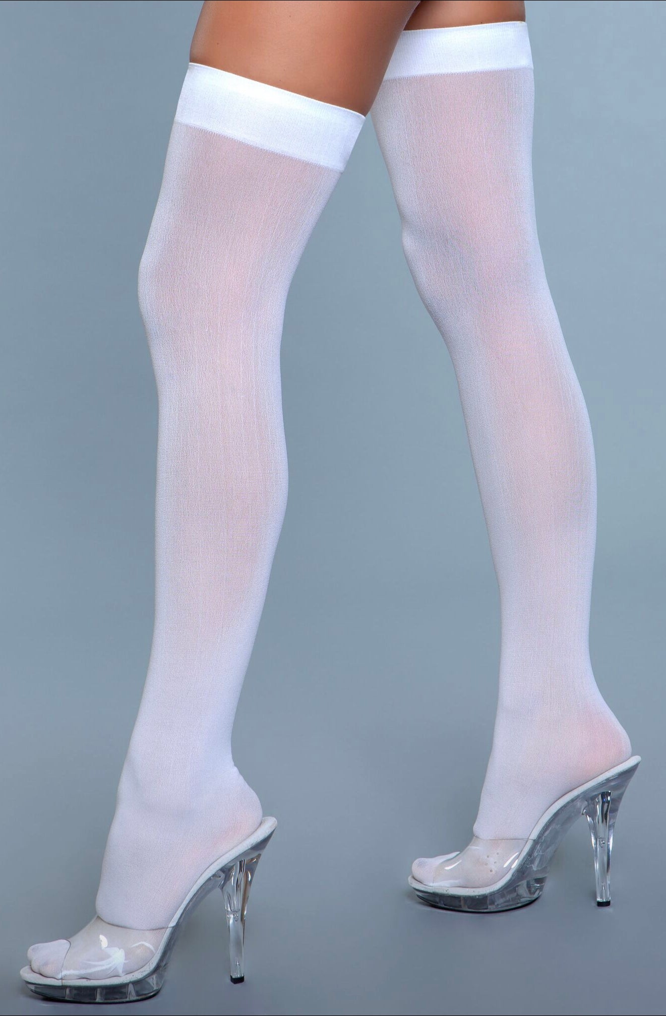 Opaque Nylon Thigh Highs-Legwear & Socks-PANTIESANDPUMPS.COM