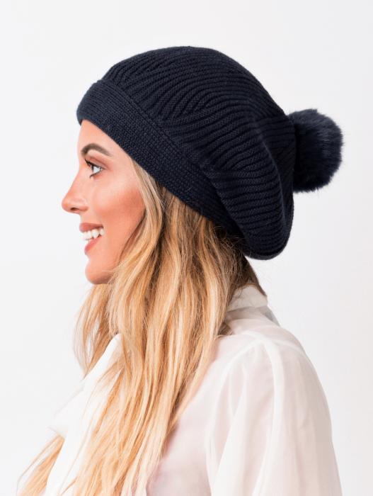 Pia Rossini Molly Beanie Pom Hat-Hats-PANTIESANDPUMPS.COM