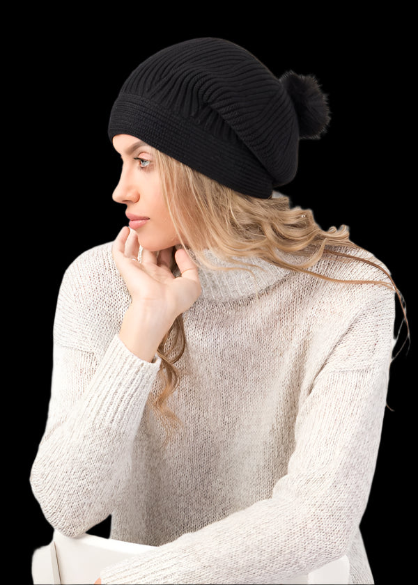 Pia Rossini Molly Beanie Pom Hat-Hats-PANTIESANDPUMPS.COM