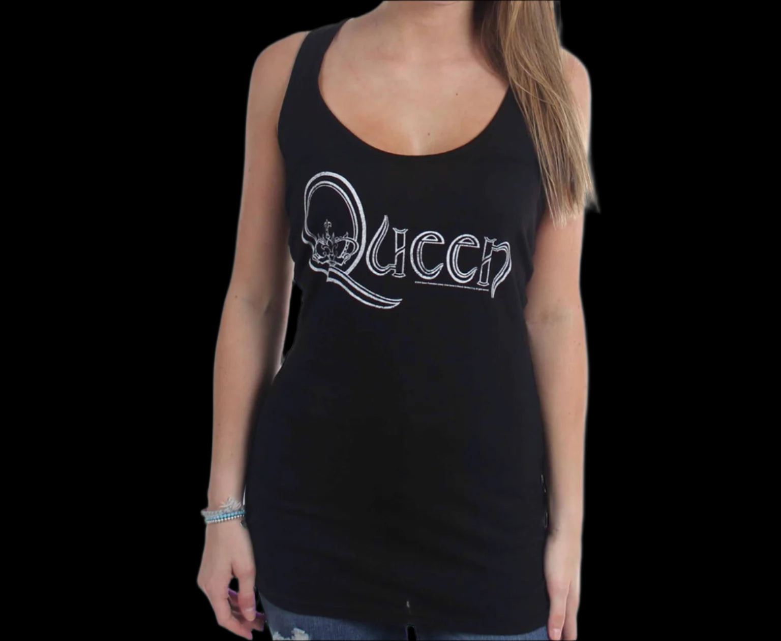 Queen Distress Text Logo Tank Top-T-Shirts-PANTIESANDPUMPS.COM